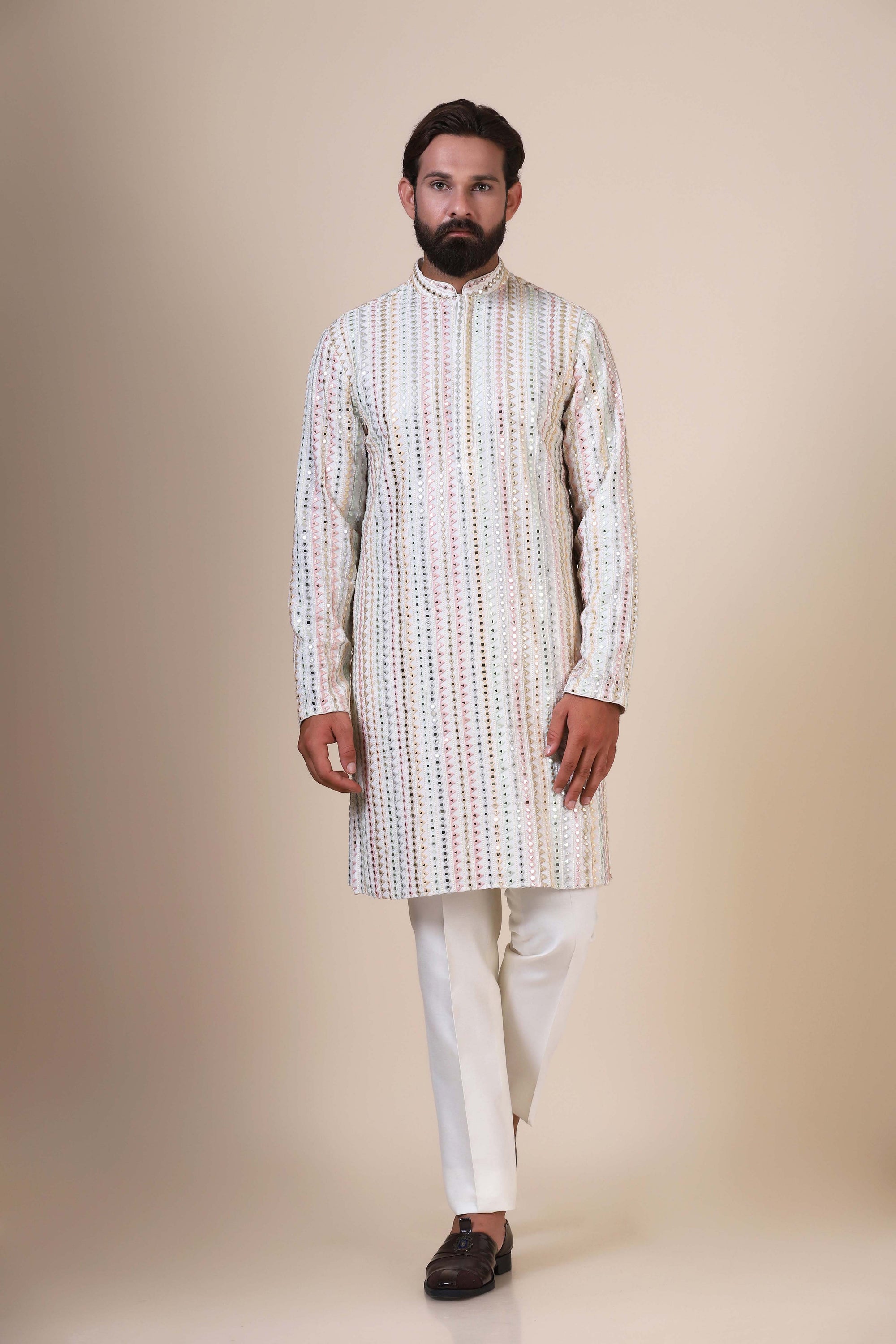 Step into elegance with this multicolour Kurta Pajama. Shop Now!