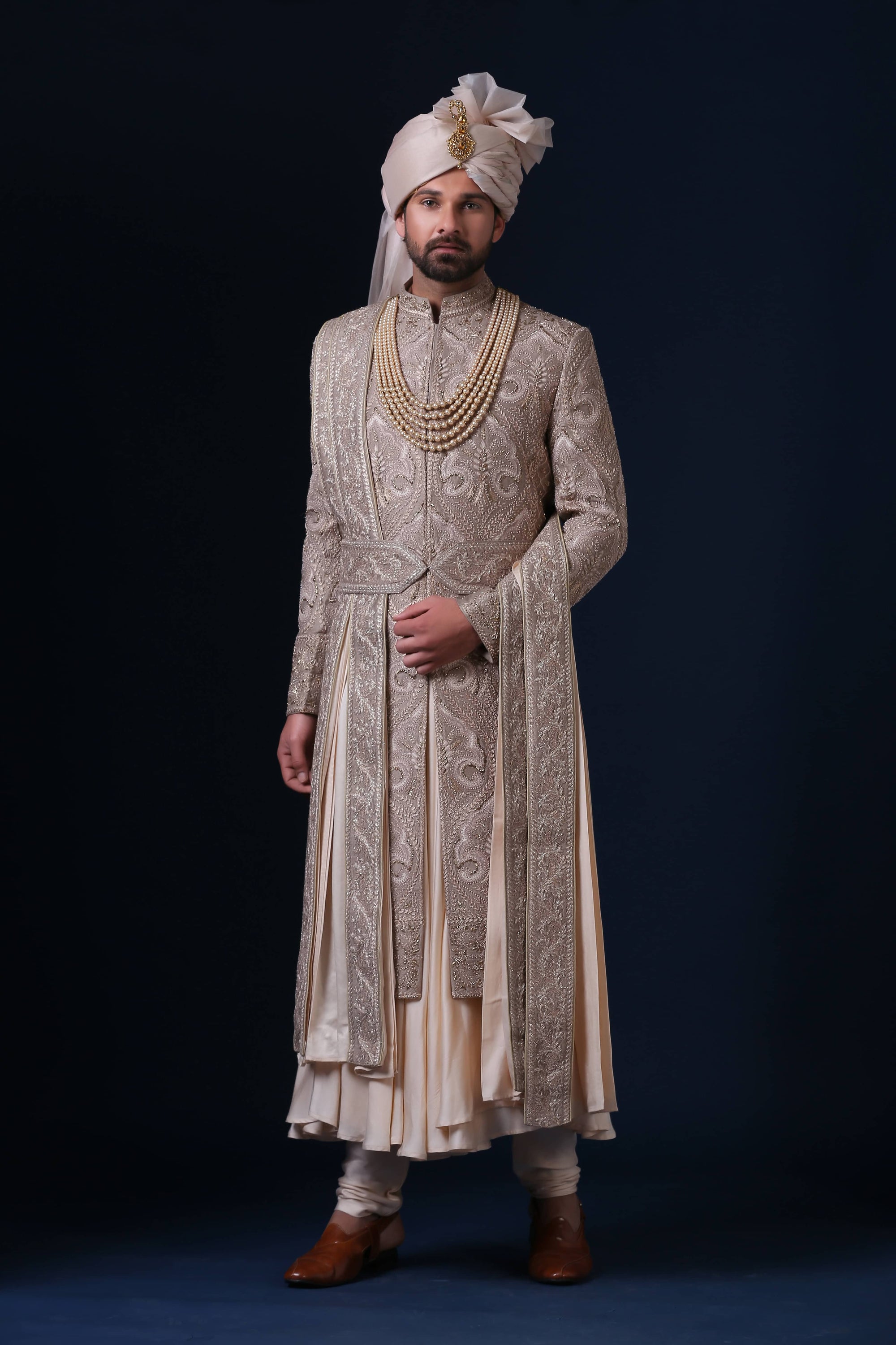 Experience luxury with our best-selling sherwani, featuring panelled patch-work. Shop Now!