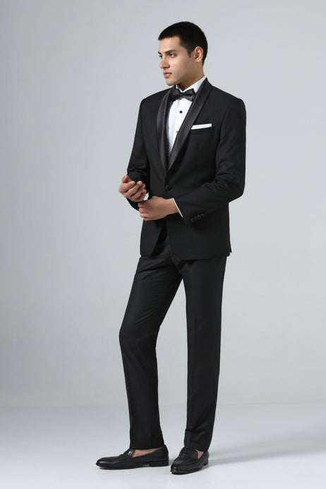Brahaan Classic Black Tie Tuxedo for Men