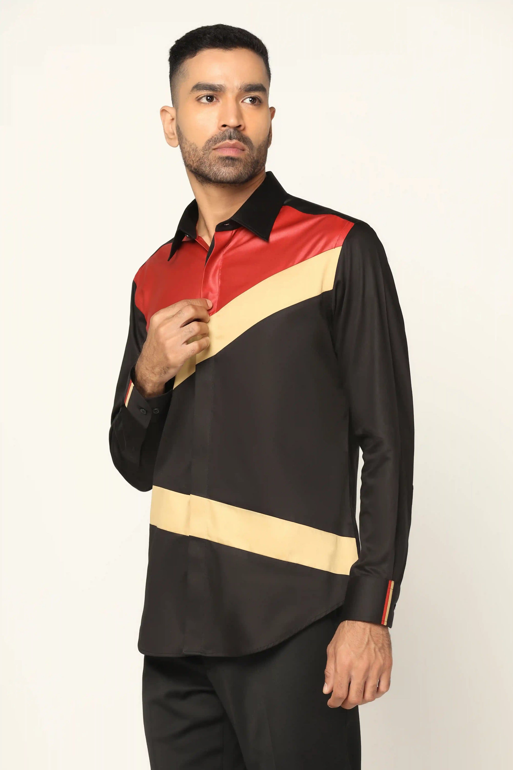 Step into style with this exquisite Black Designer Shirt. Shop Now!