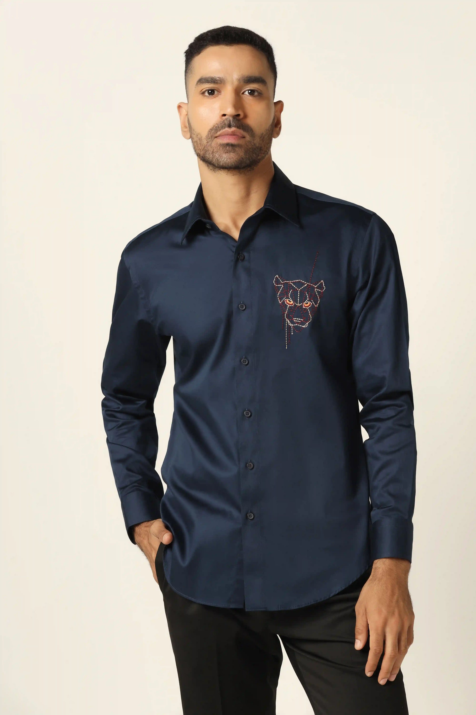 Step up your style game with our Navy designer shirt. Shop Now!