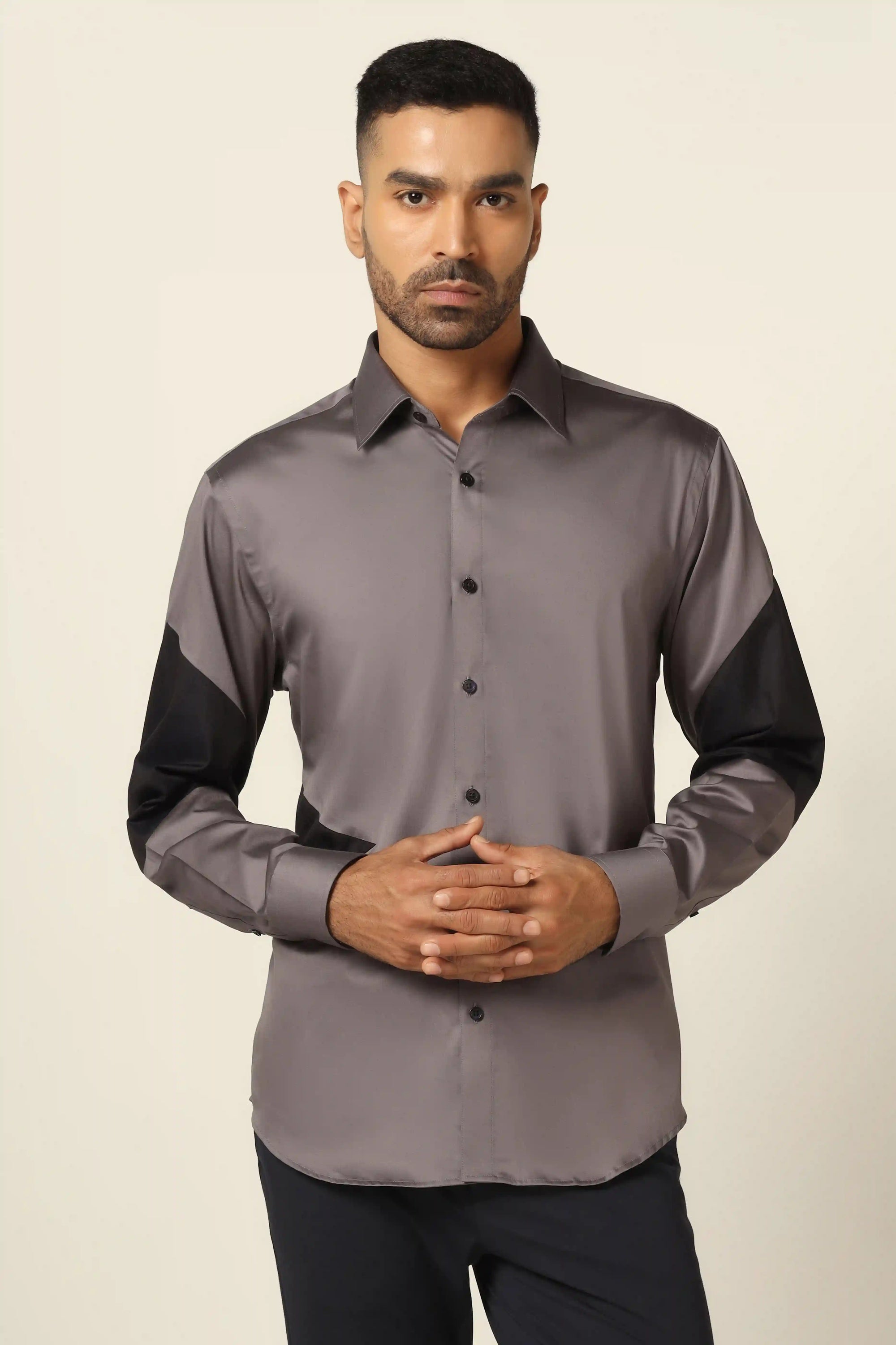 Experience premium quality and classic charm with our Grey Designer Shirt. Shop Now!