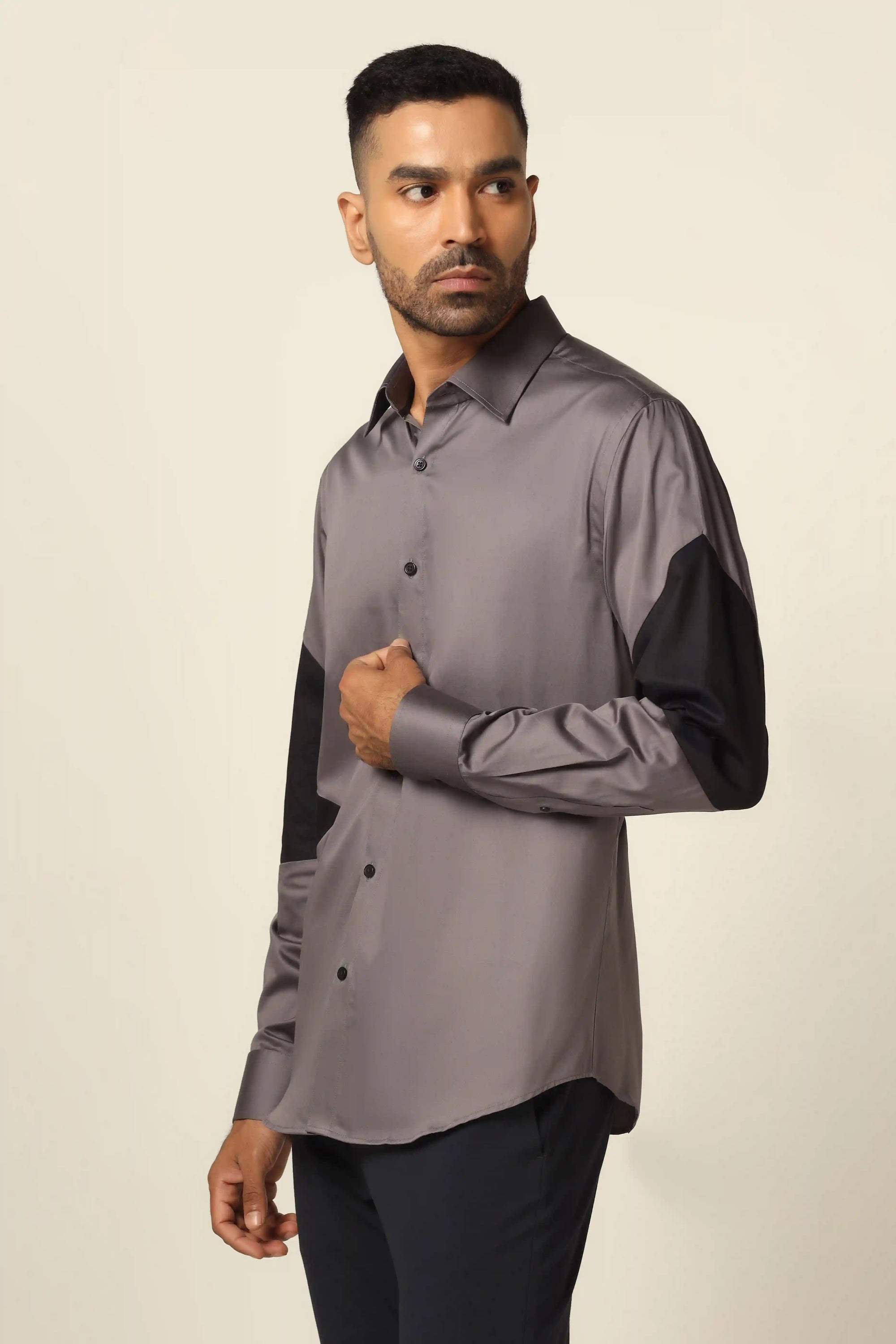 Experience premium quality and classic charm with our Grey Designer Shirt. Shop Now!