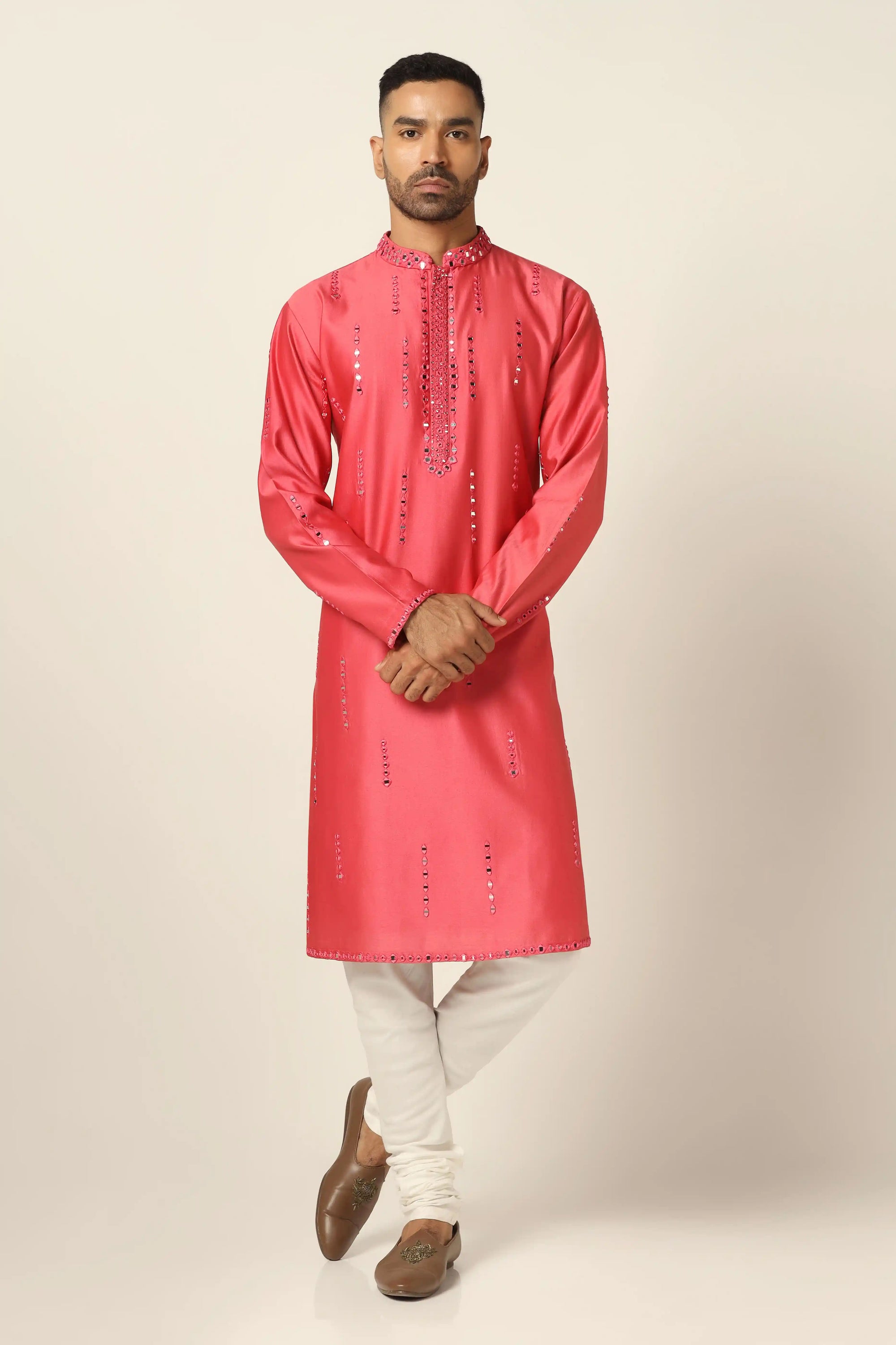 Indulge in luxury with our Chanderi silk Kurta Pajama set. Shop Now!