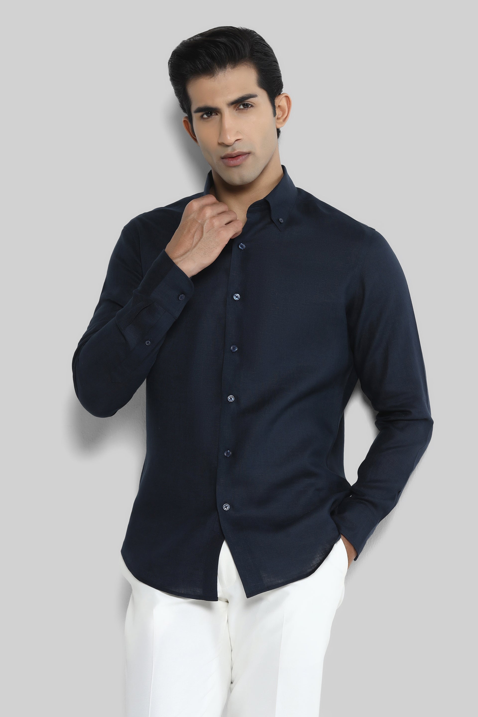 Navy Linen Shirt