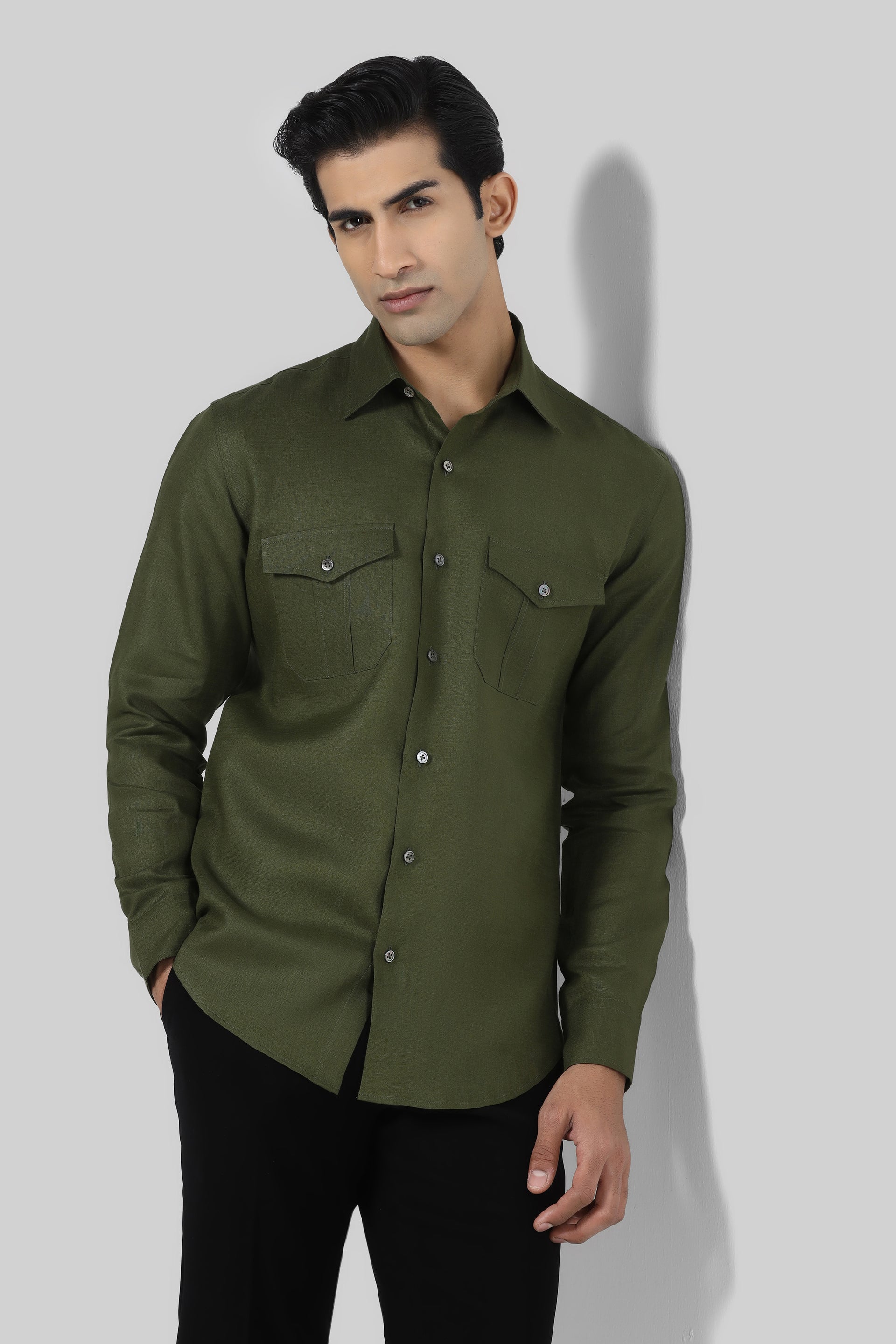 Olive Linen Shirt