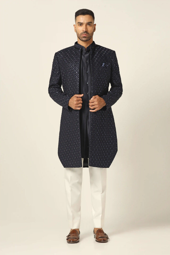 Redefine elegance with the Black Indowestern with embroidery, crafted for perfection. Shop Now!
