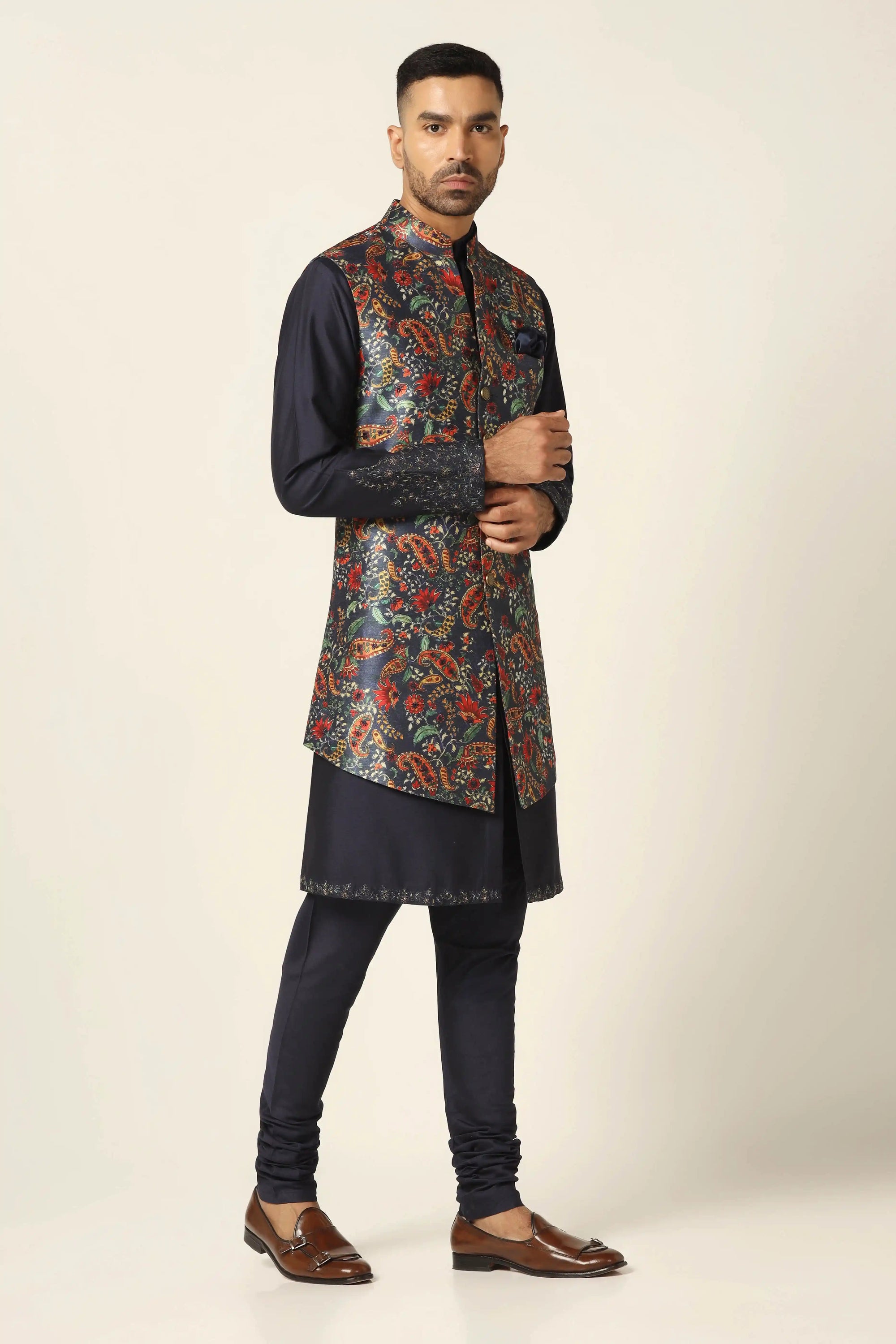 Embrace timeless style with the Navy Nehru Set. Perfect for every occasion. Shop now!