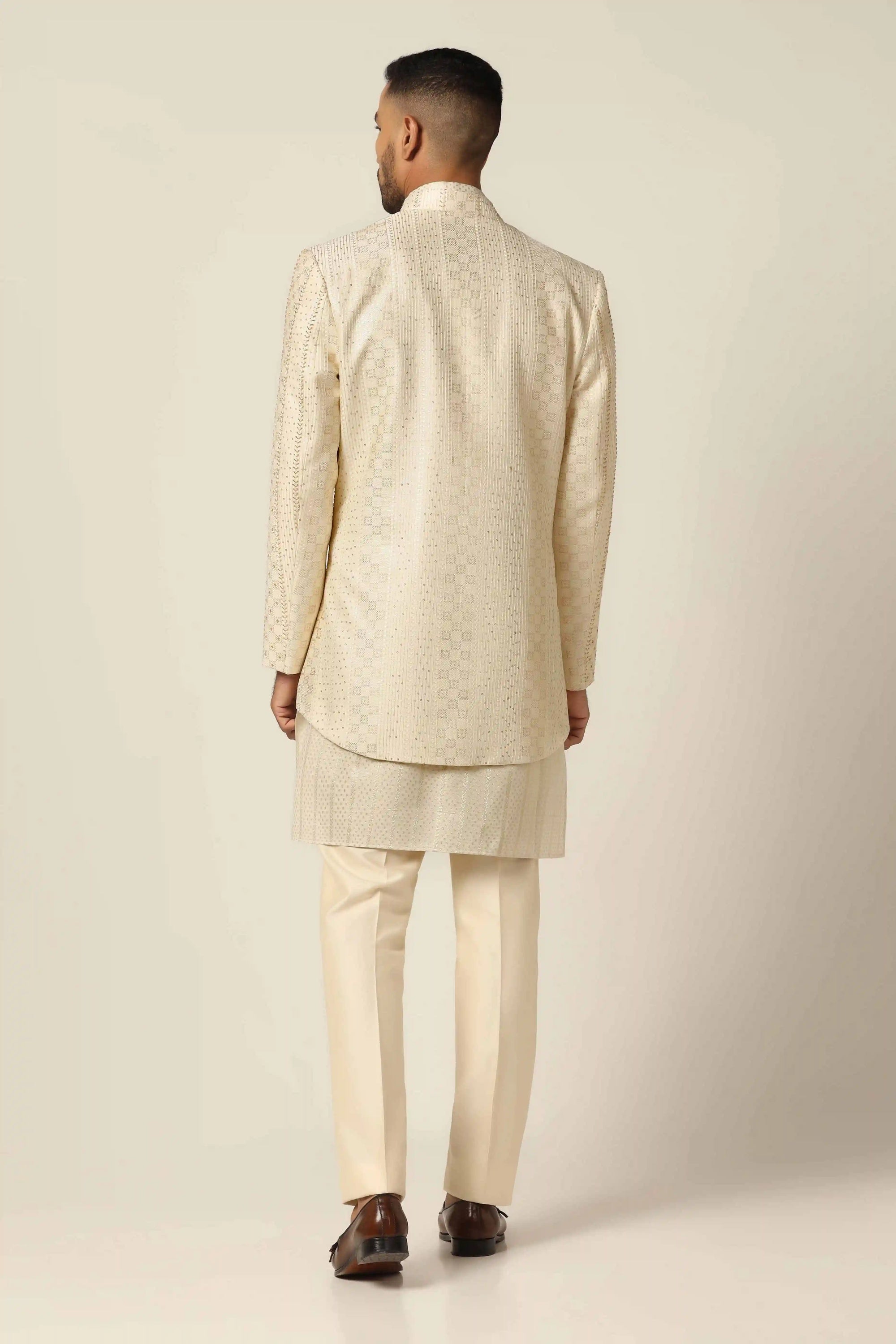 Elevate your wardrobe with the Beige Mens Indowestern, perfect for every occasion. Shop Now!