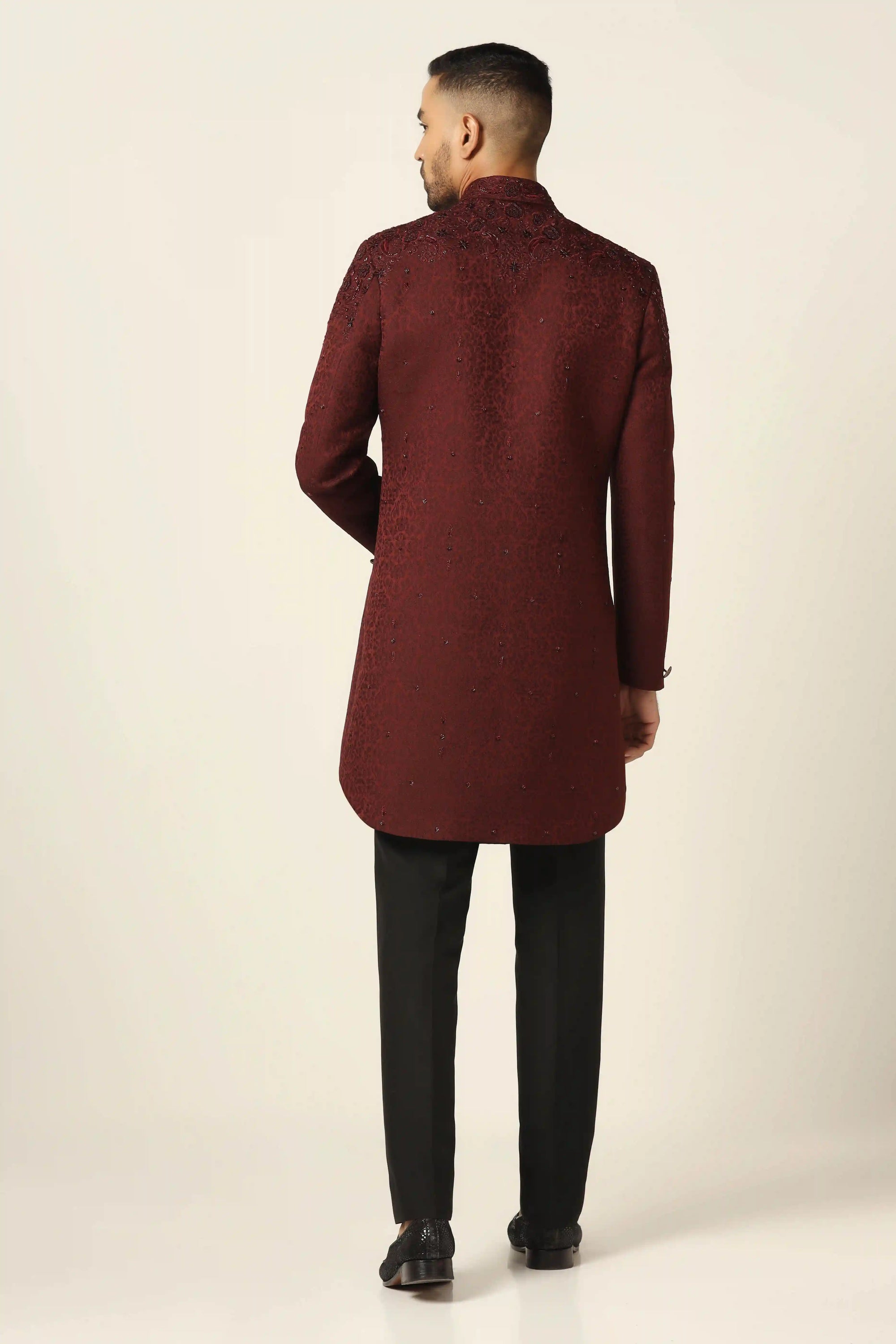 Elevate your style with the Maroon Bandhgala Set, perfect for every celebration. Shop Now!