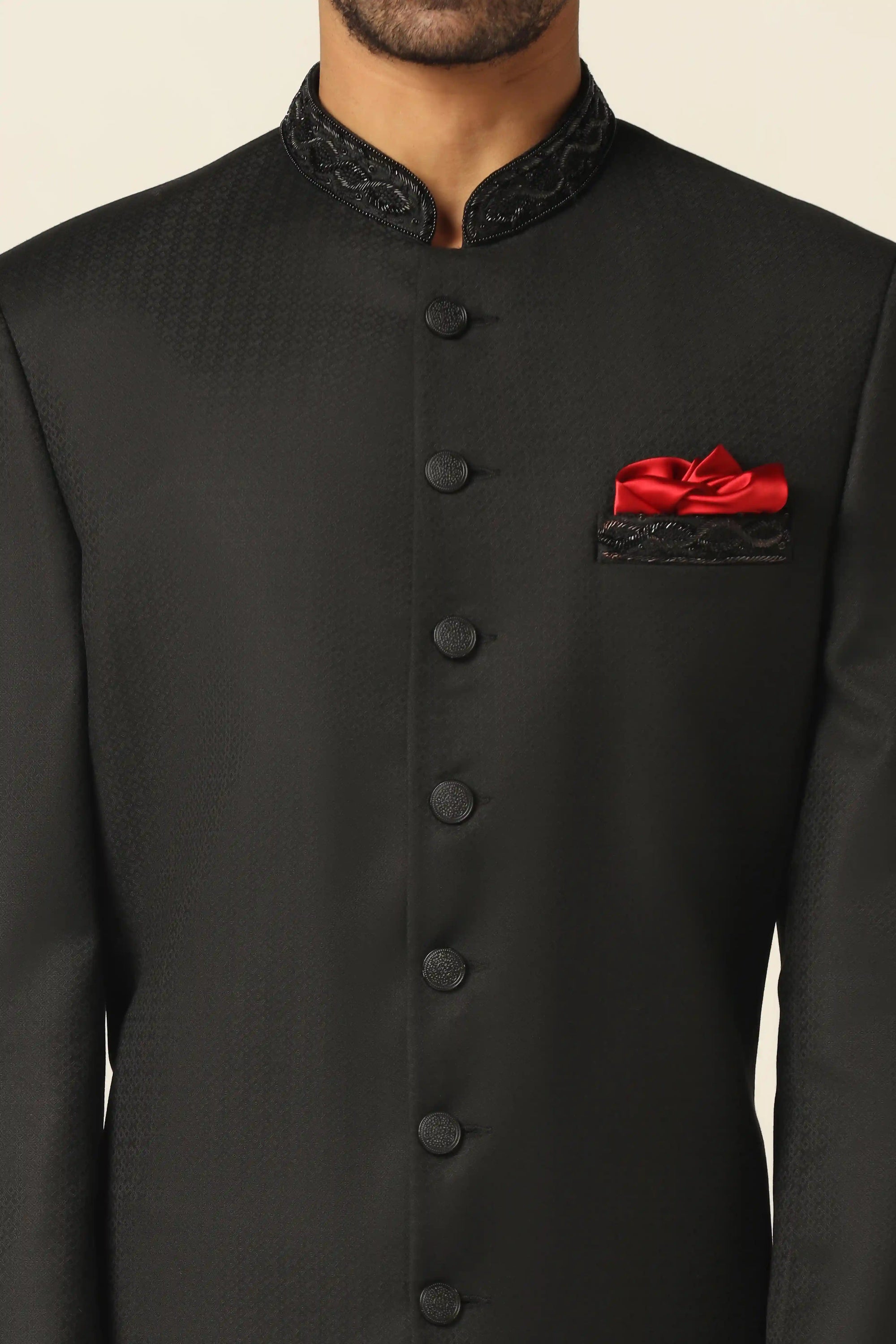 Elevate your wardrobe with the Black Embroidered Indowestern for any special occasion. Buy now!