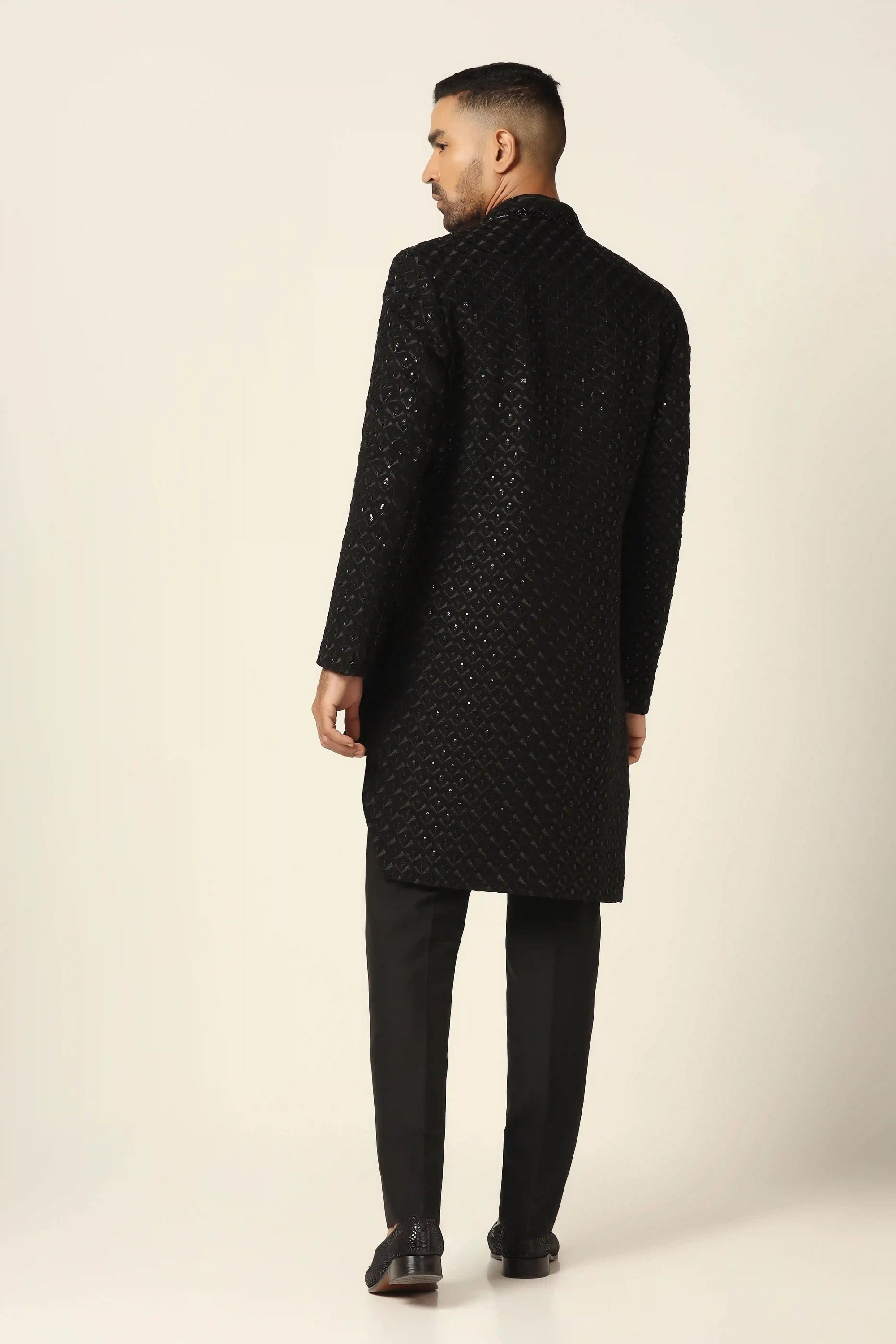 Elevate your style with the Navy Indowestern featuring intricate embroidery. Shop Now!