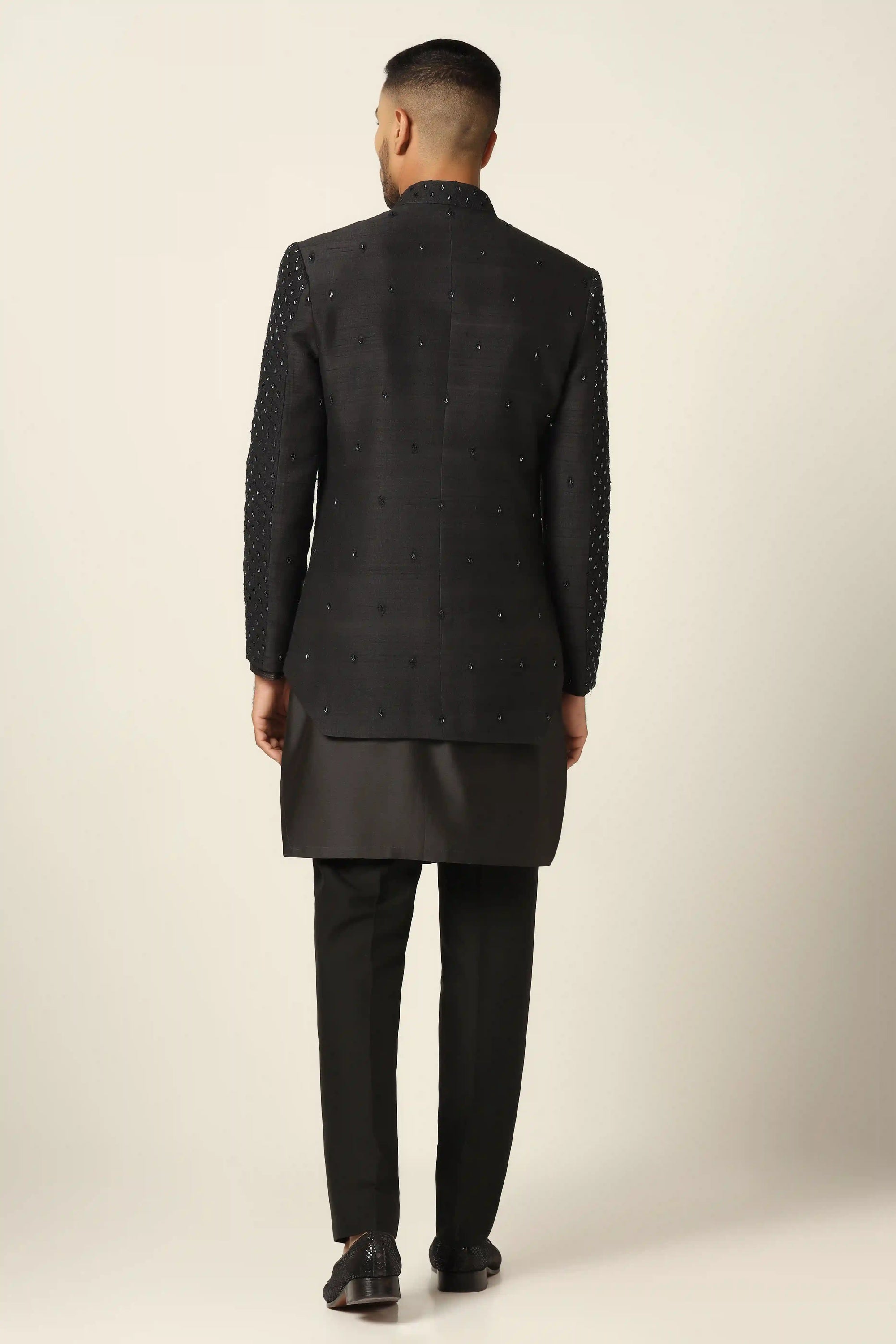 Add timeless charm to your style with the Black Embroidered Indowestern. Shop now!
