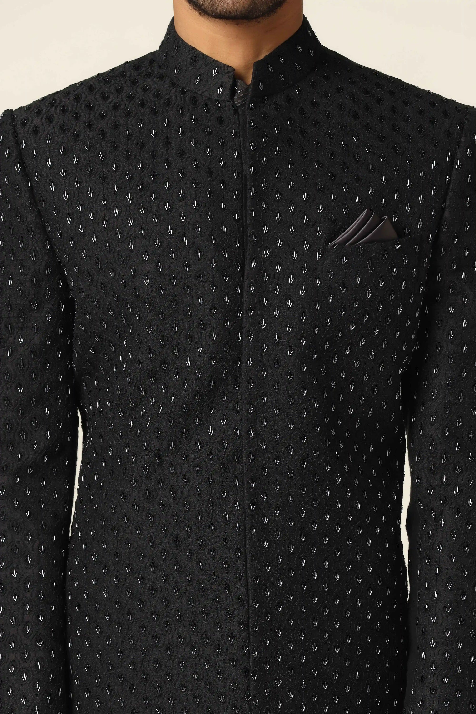 Add timeless charm to your style with the Black Embroidered Indowestern. Shop now!