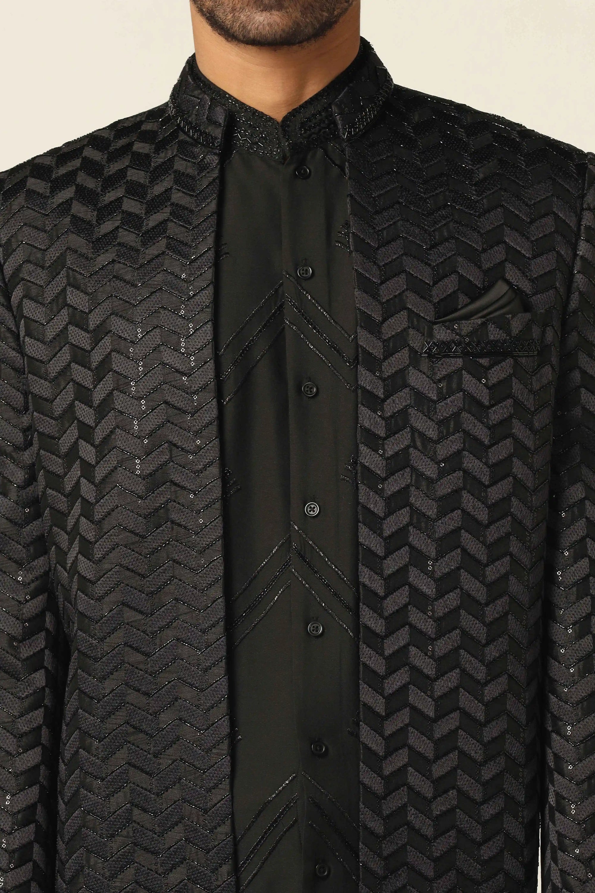 Make a statement with the Black Indowestern, featuring exquisite embroidery. Shop now!