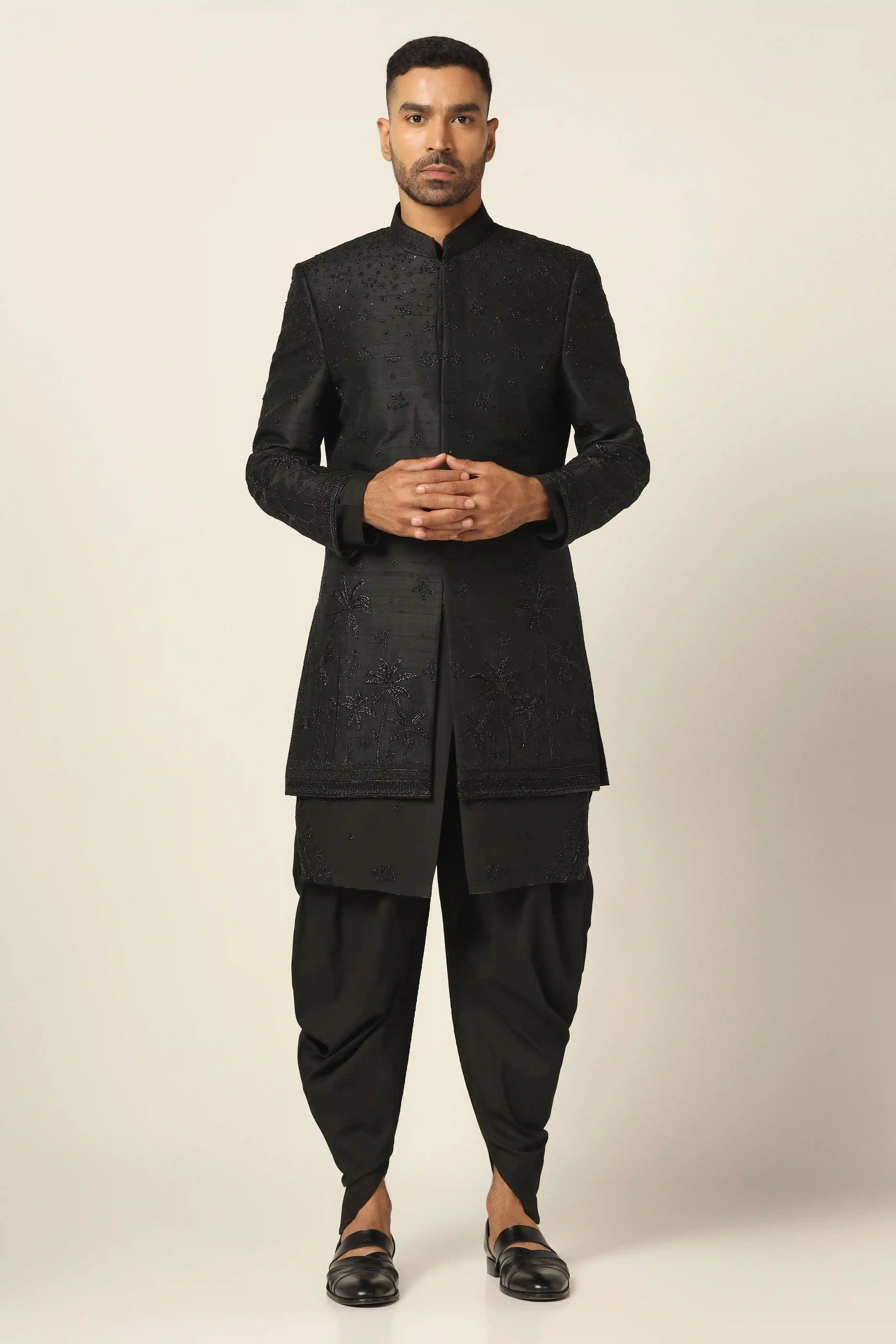 Elevate your style with the Black Indowestern set. Buy Now!