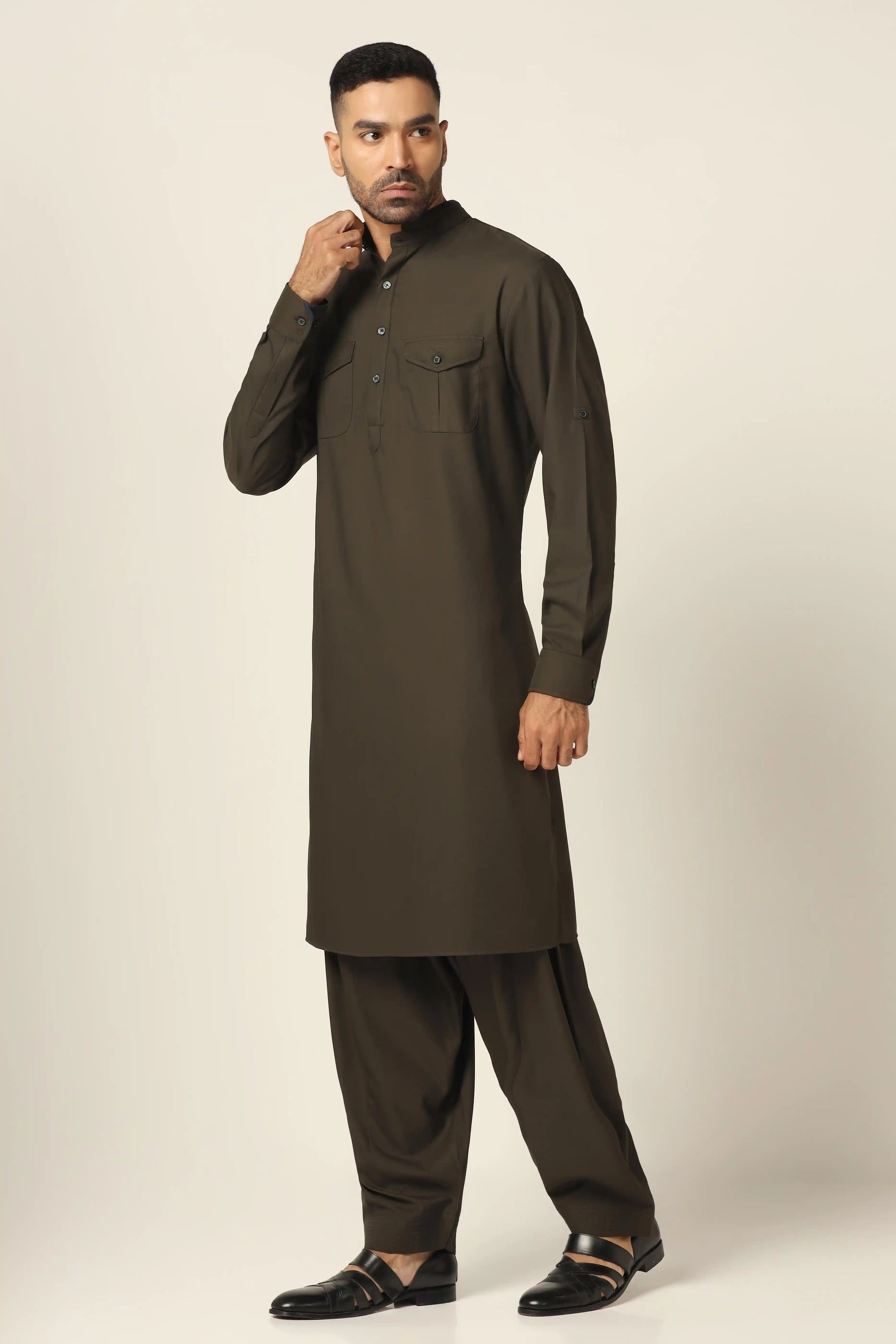 Olive Pathani combines tradition and sophistication, perfect for men's pathani wear. Shop Now!