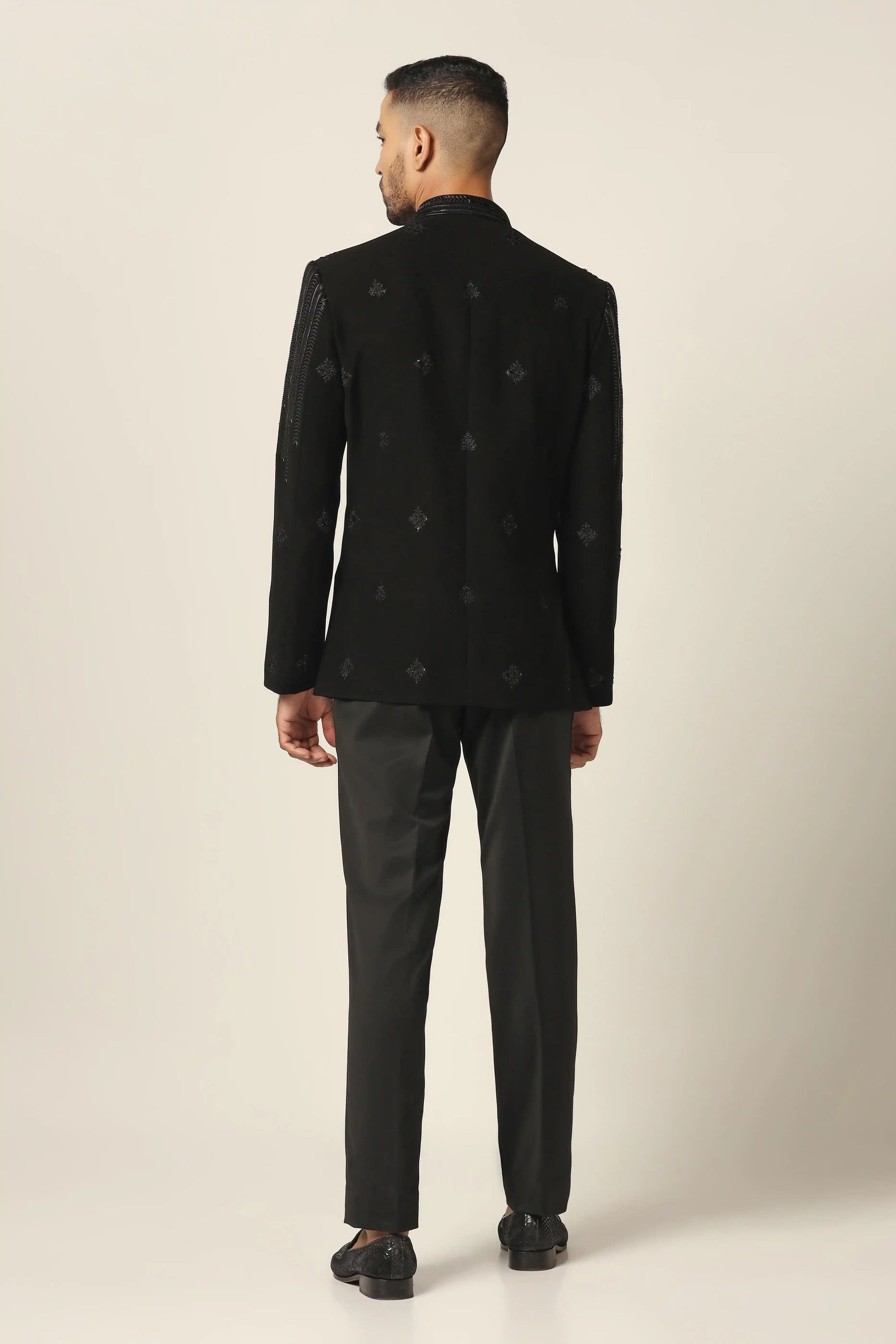Explore the Black Geometric Bandhgala at Brahaan Store. Elevate your style and Shop Now!