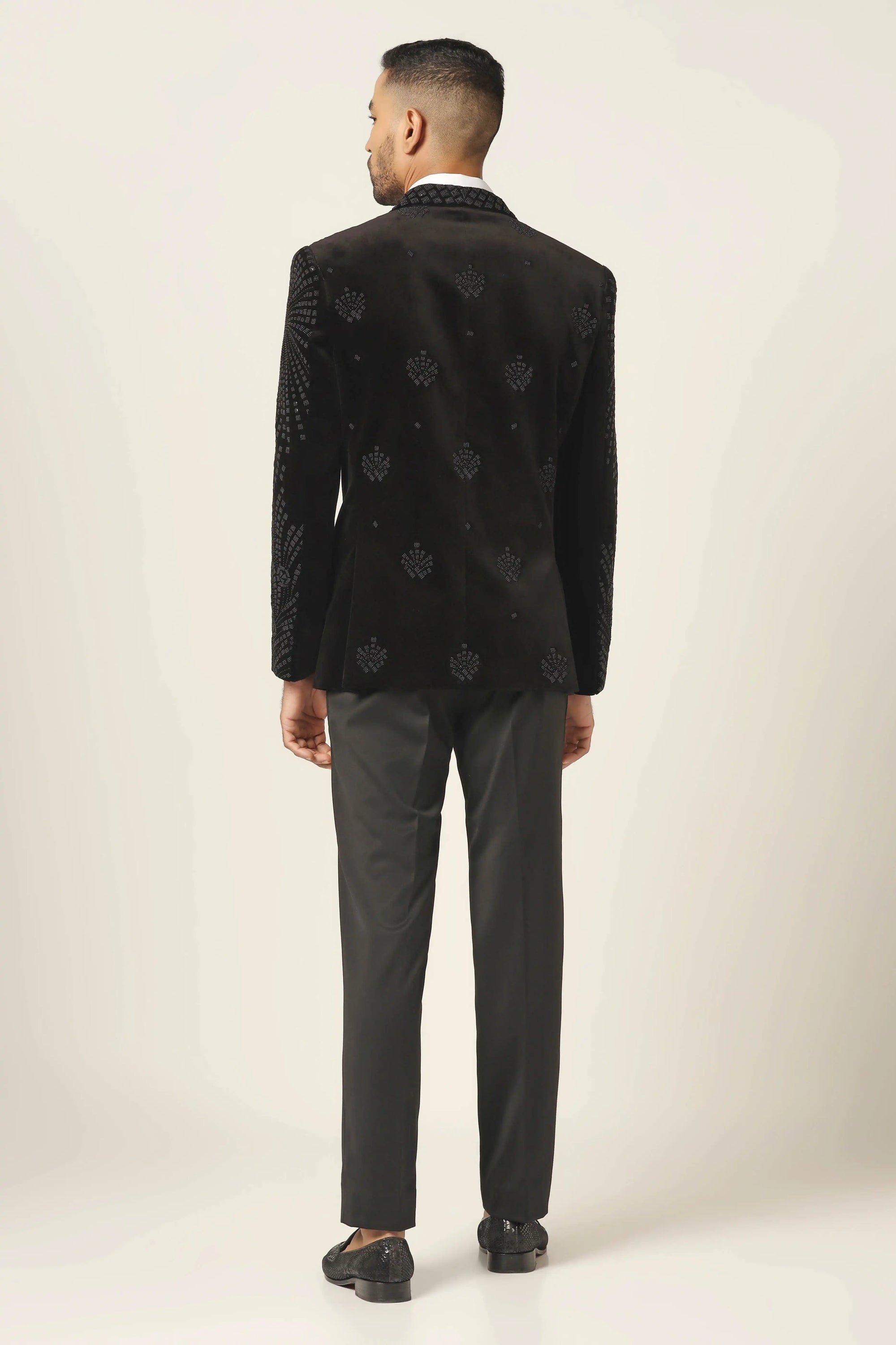 Embrace elegance with the Black Embroidered Tuxedo. Shop Now!