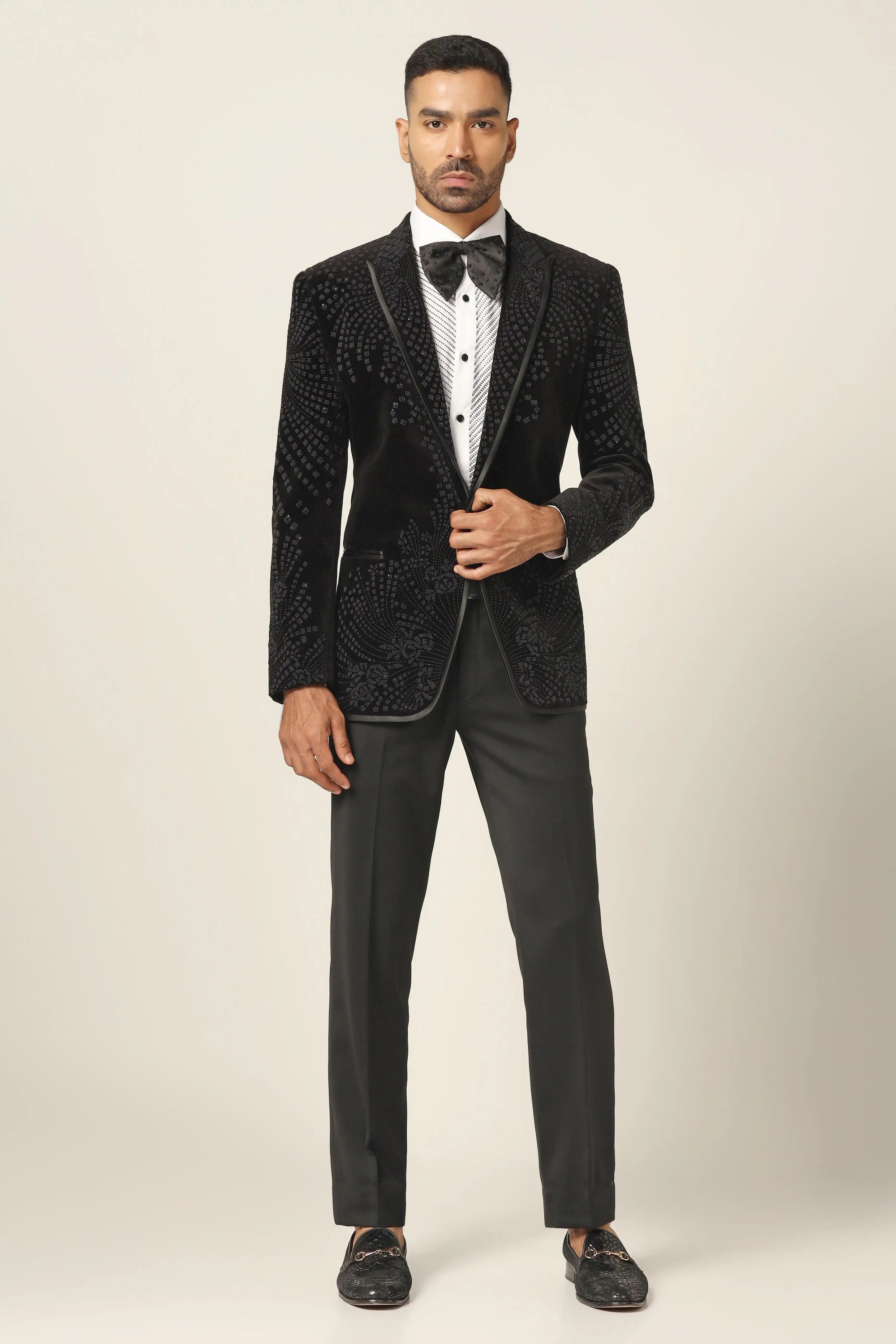 Embrace elegance with the Black Embroidered Tuxedo. Shop Now!
