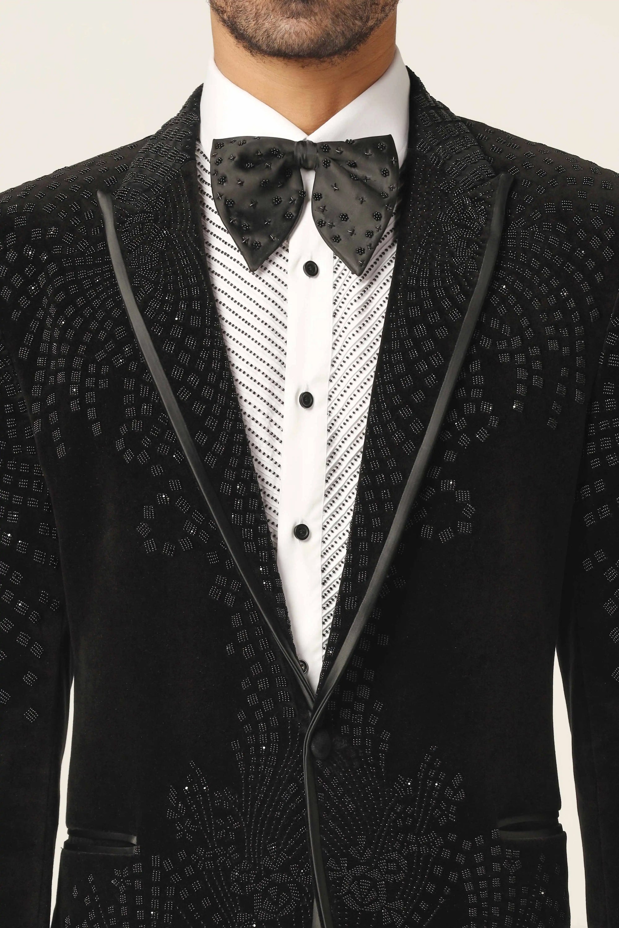 Embrace elegance with the Black Embroidered Tuxedo. Shop Now!