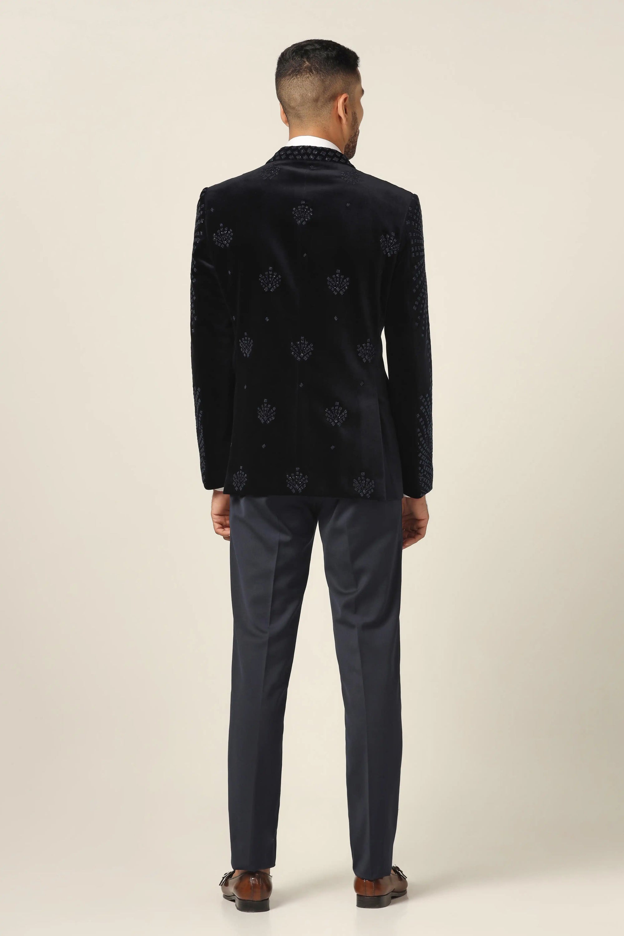 Make a lasting impression with our Black Embroidered Tuxedo for men. Shop now!