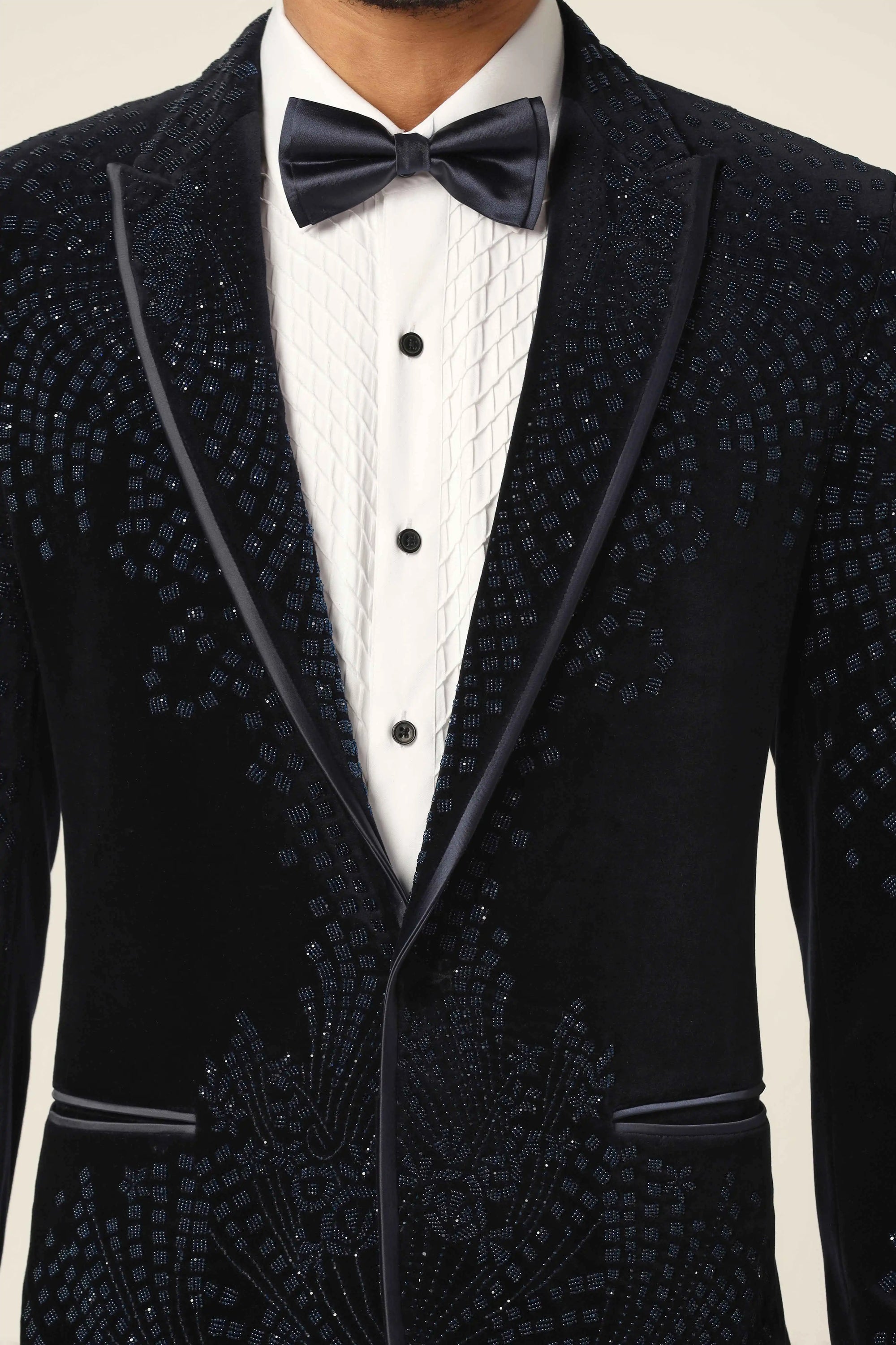 Make a lasting impression with our Black Embroidered Tuxedo for men. Shop now!