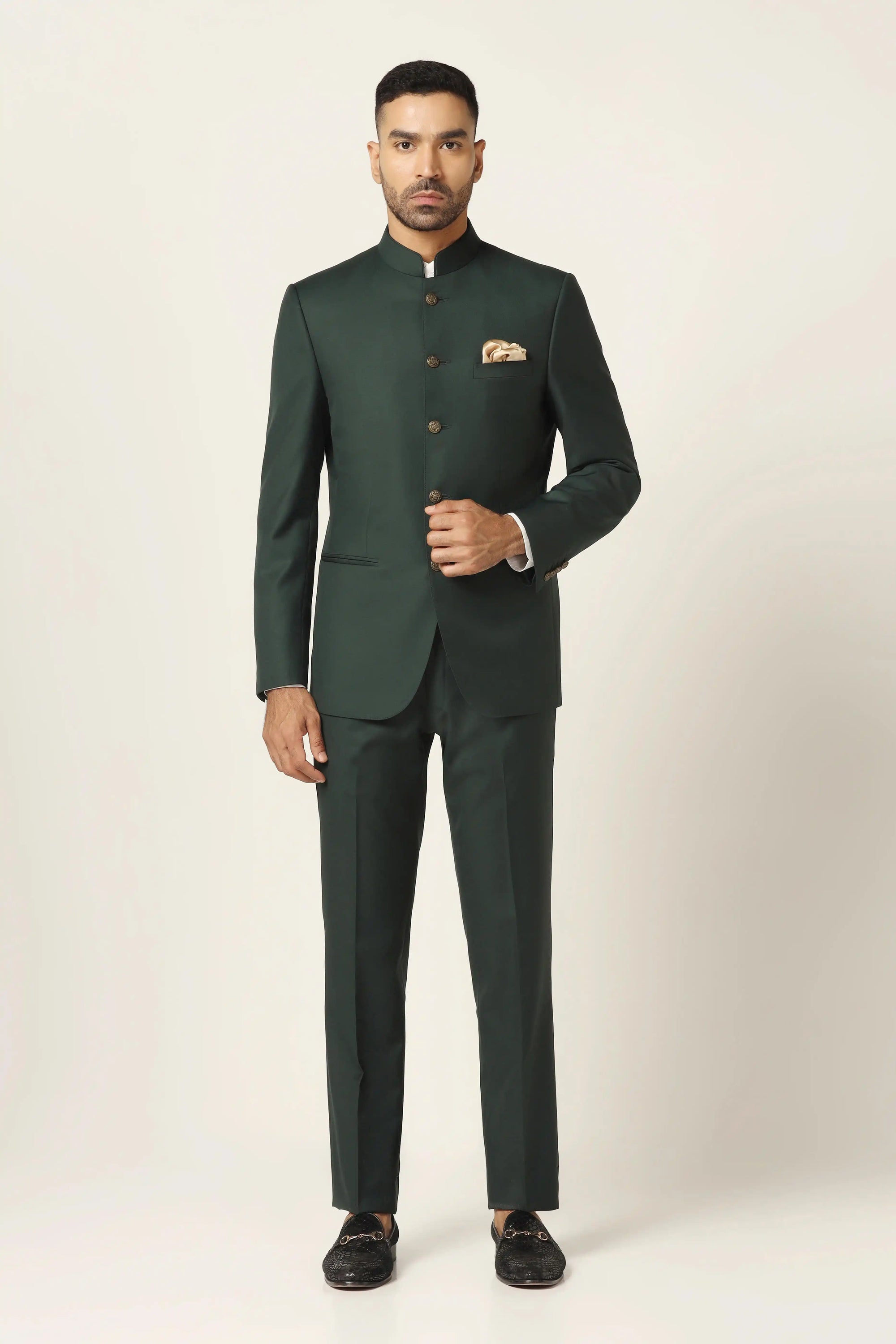 Embrace sophistication with a green bandhgala suit, designed for the modern men. Shop Now!