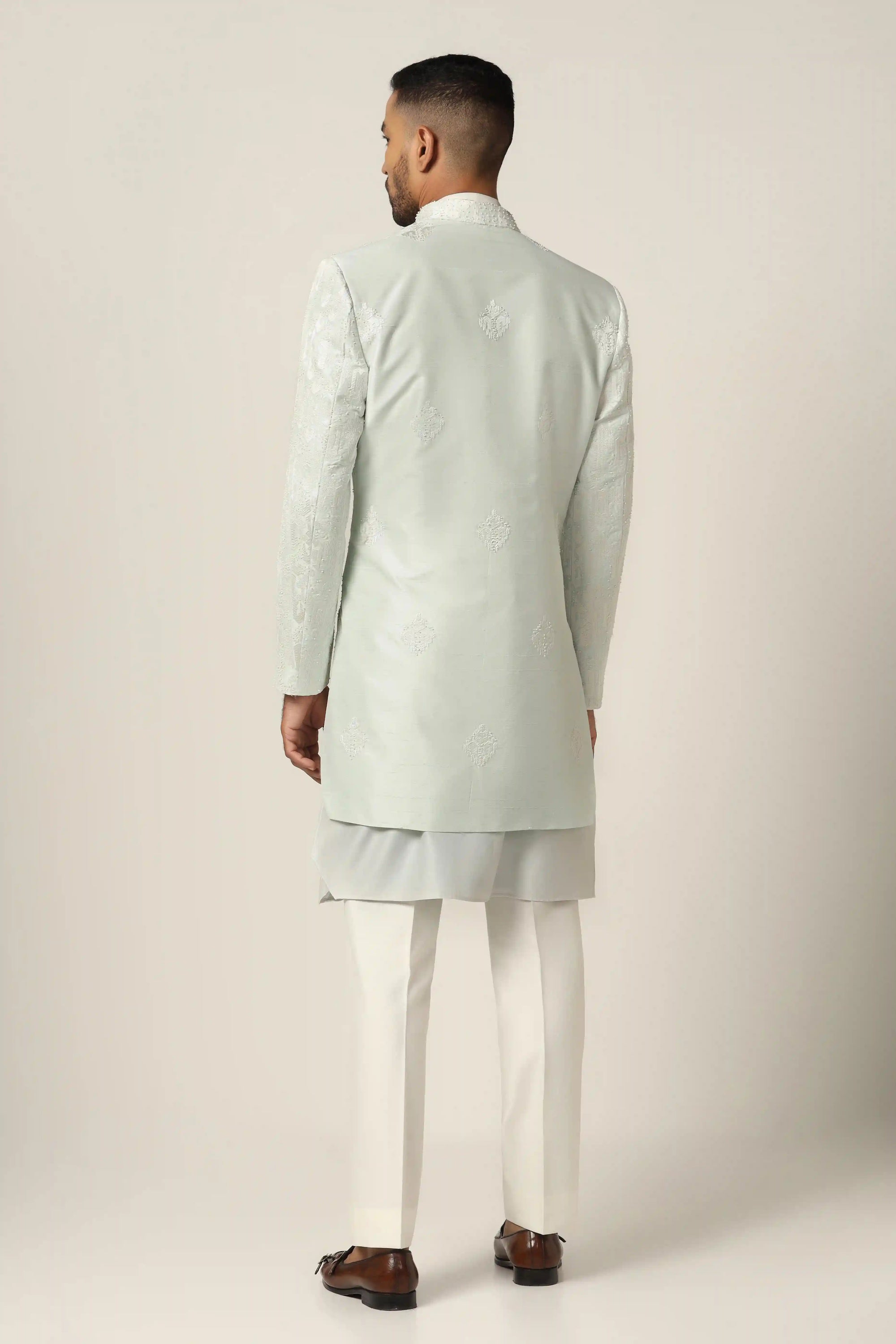 Sky Blue Indowestern offers a refreshing and elegant style for men. Shop now!