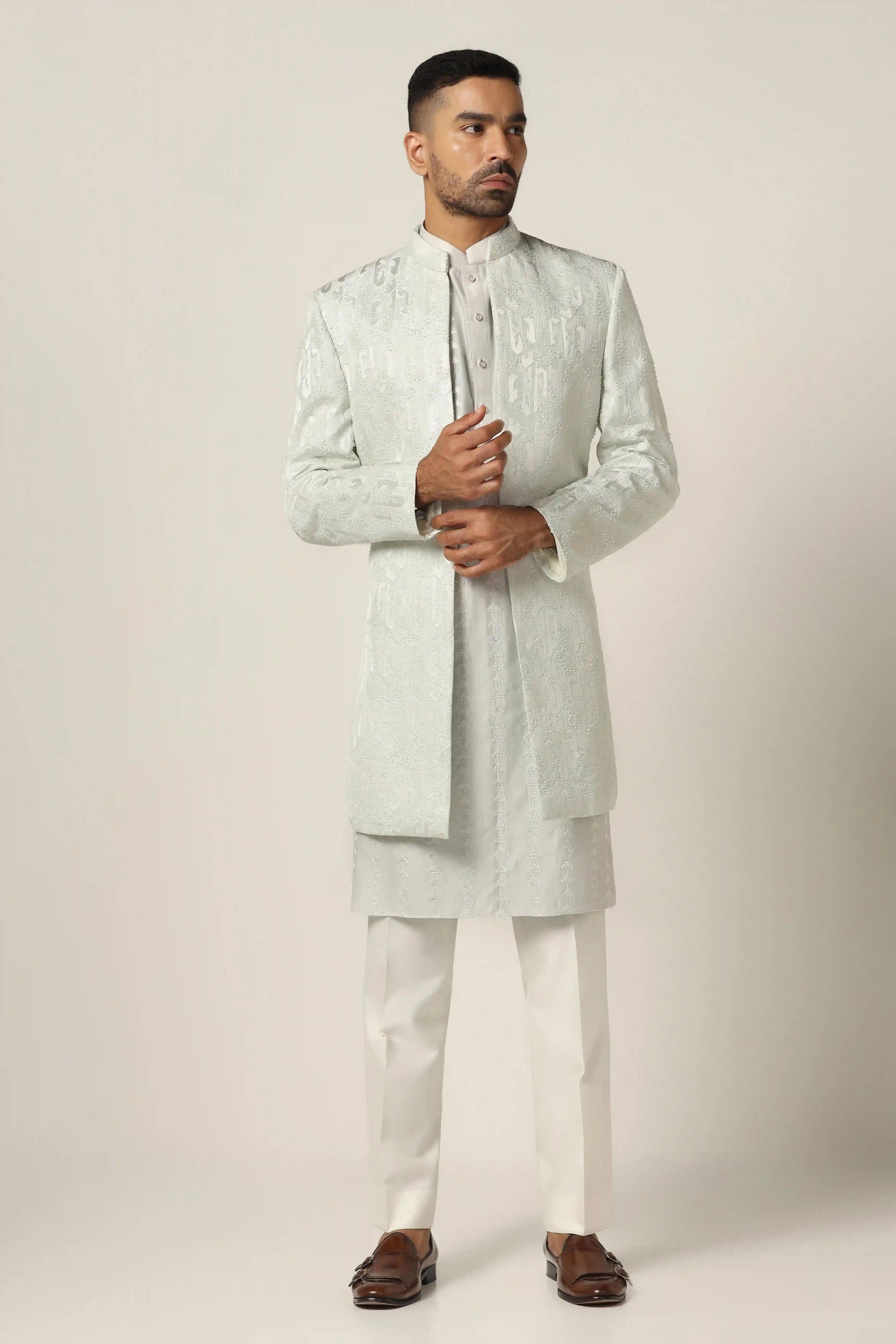 Sky Blue Indowestern offers a refreshing and elegant style for men. Shop now!