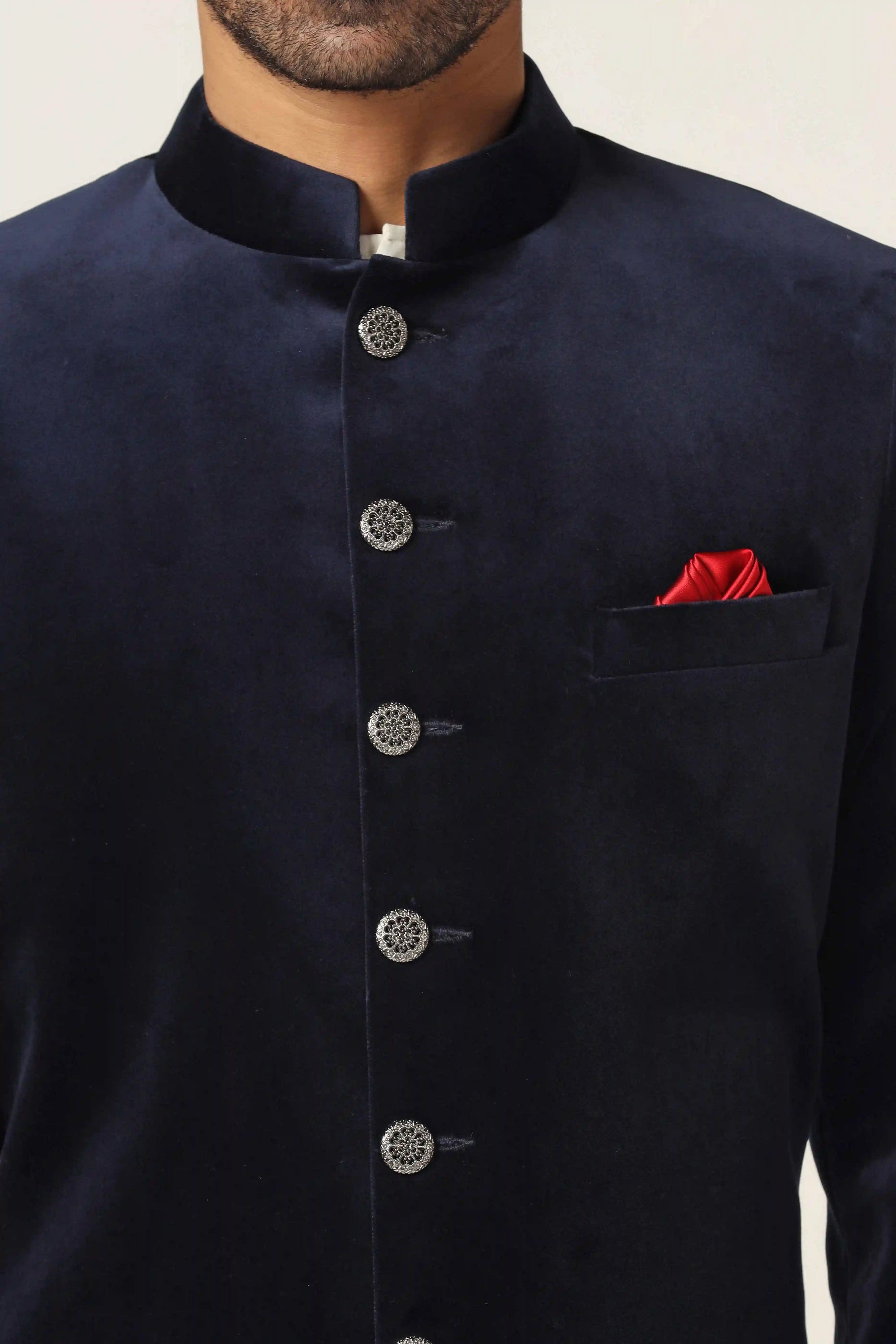 Redefine style and sophistication with the Navy Indowestern, crafted to perfection. Shop Now!