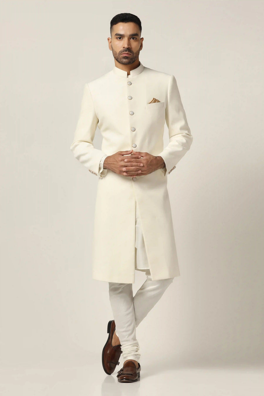 Elevate your style with the Off-White Indowestern, a blend of tradition and modern charm. Shop now!