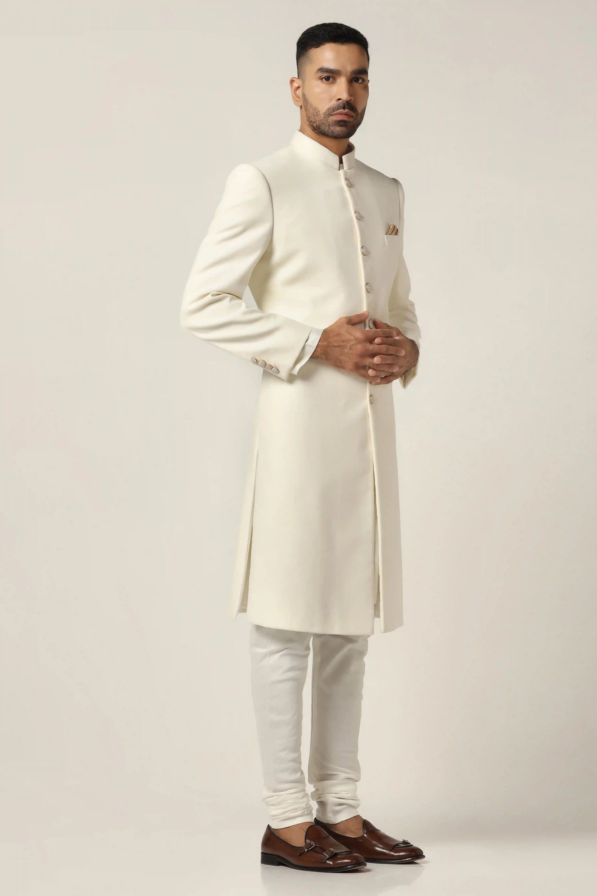 Elevate your style with the Off-White Indowestern, a blend of tradition and modern charm. Shop now!