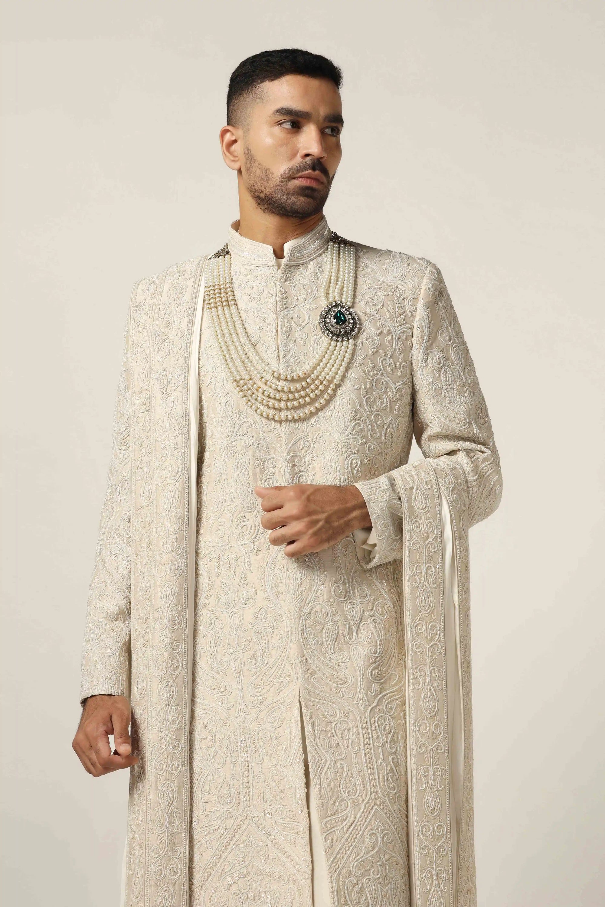 Discover the charm of the Off-White Designer Sherwani. Shop now!