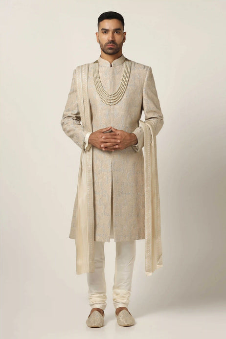 Brahaan Beige Sherwani for Men