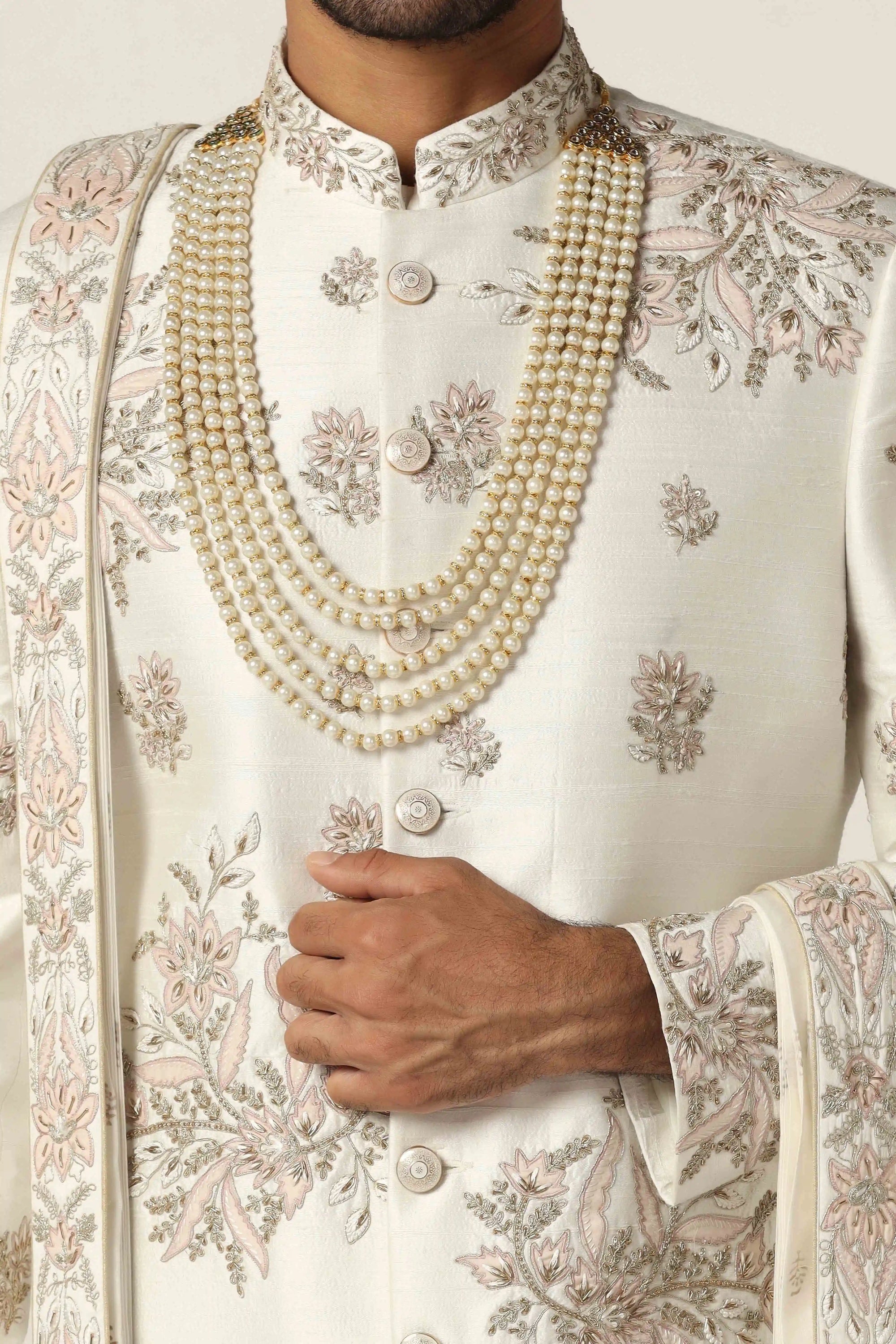 Experience timeless charm with the Zari White Embroidered Sherwani. Shop now!