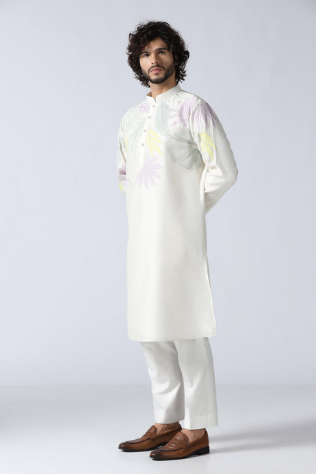 Brahaan Off-White Rakhi Kurta Set for Men