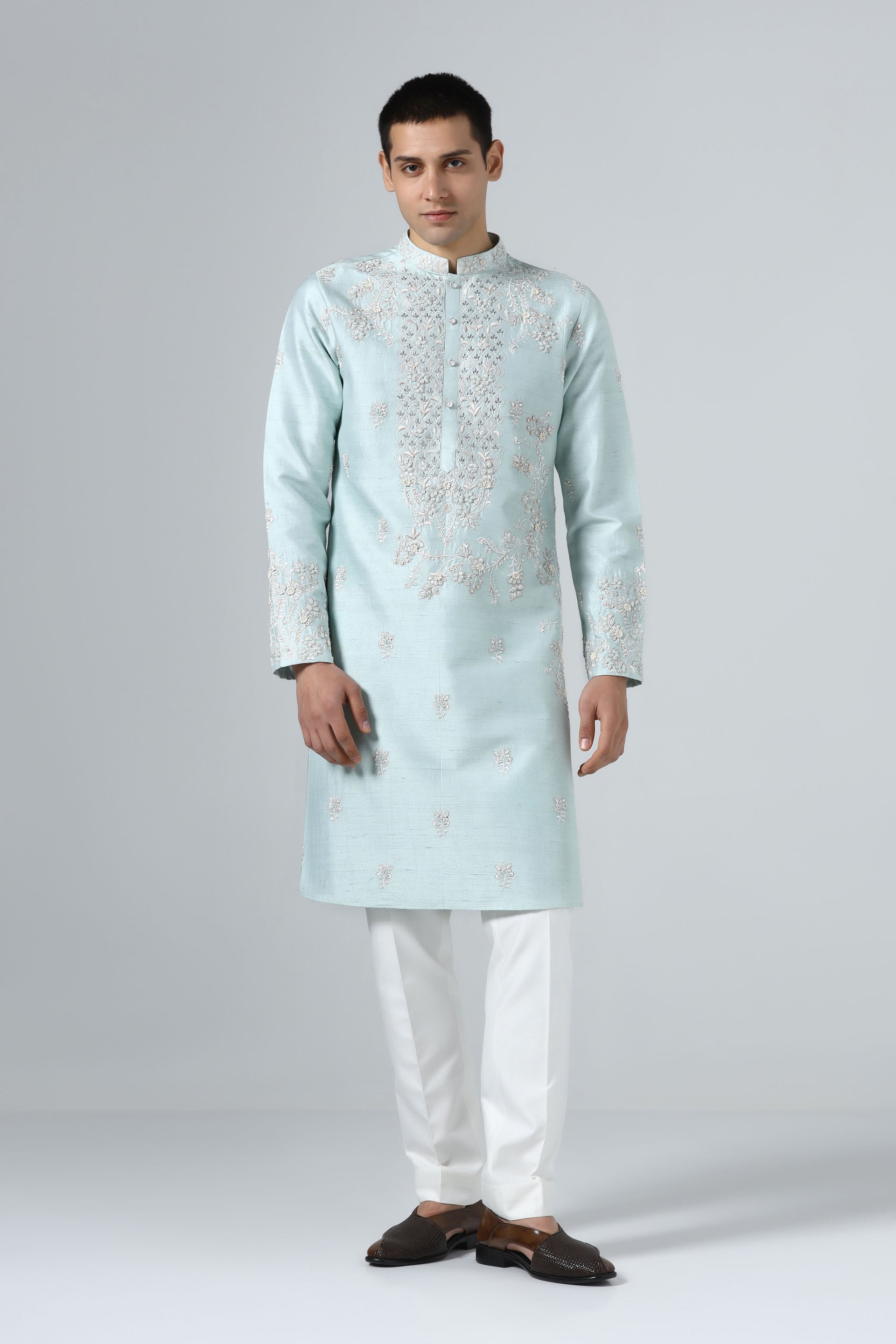 Brahaan Navy Embroidered Indo-Western Alternate Look for Raksha Bandhan