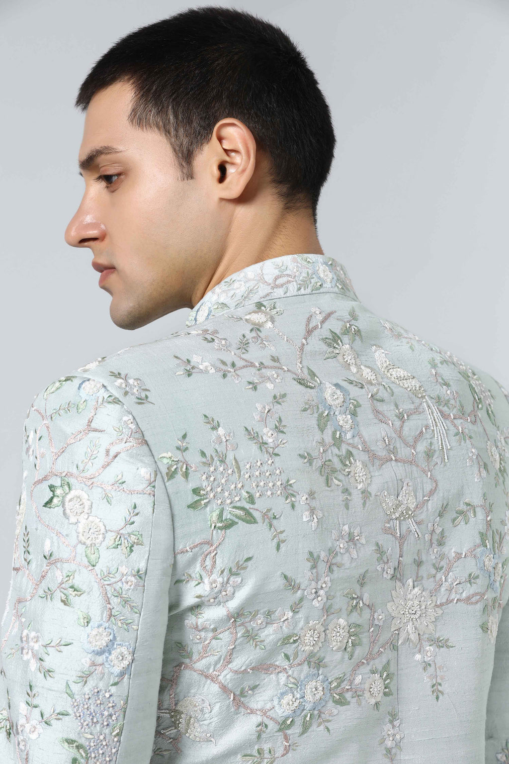 Mint Floral Bandhgala