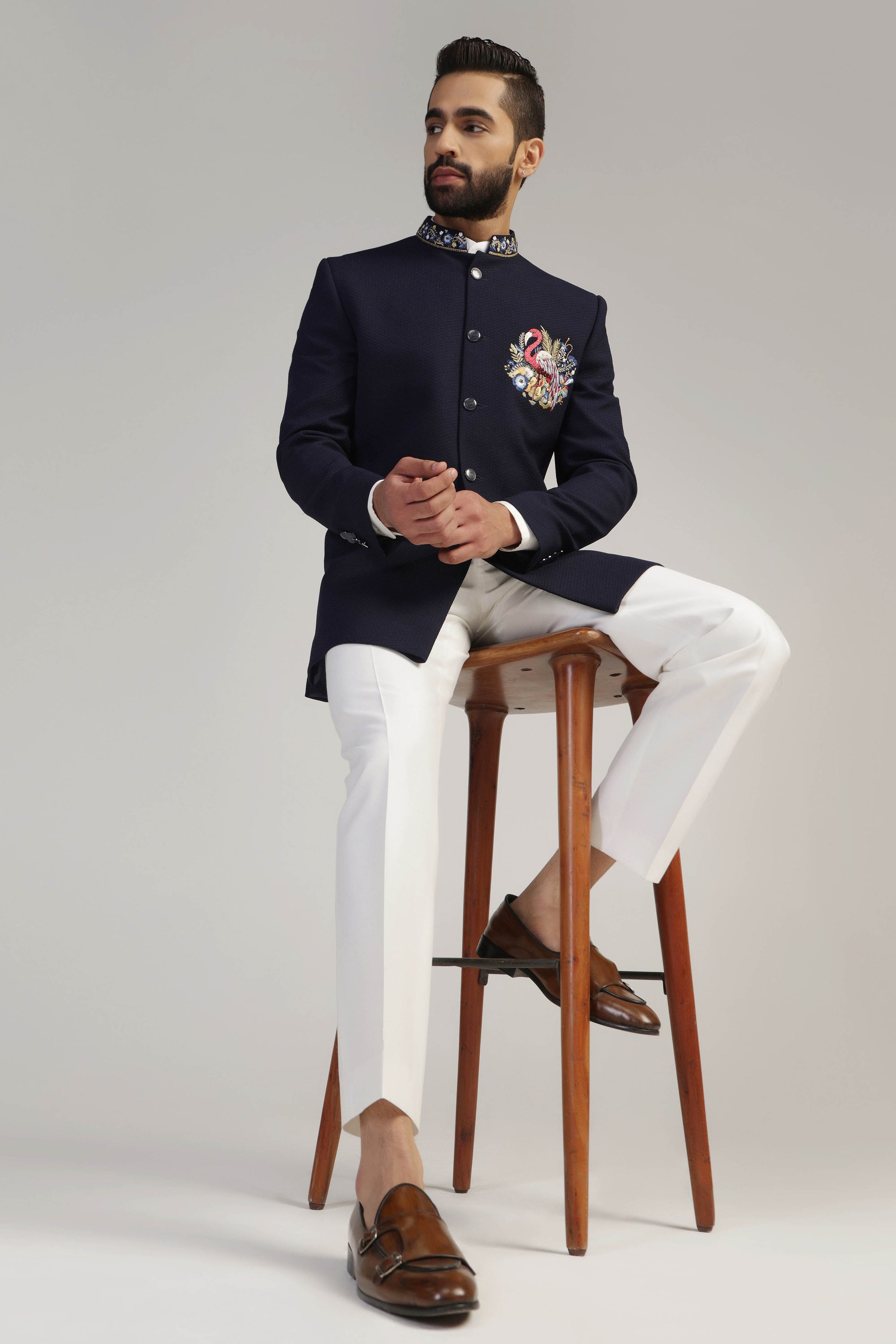 Step up your style game with our Navy Bandhgala Suit! Shop Now!