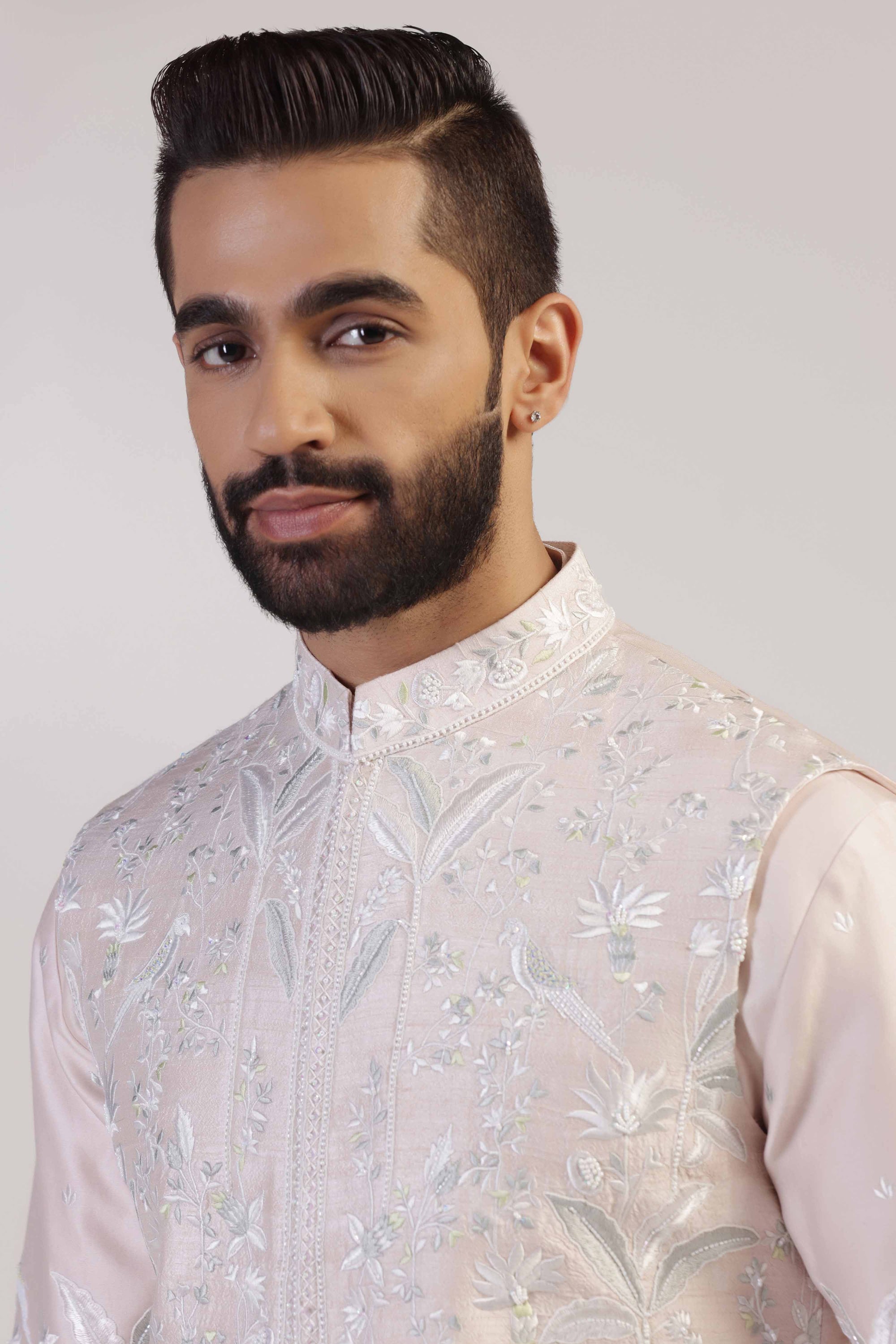 Upgrade your wardrobe with our Pink Embroidered Jacket Set. Shop Now!