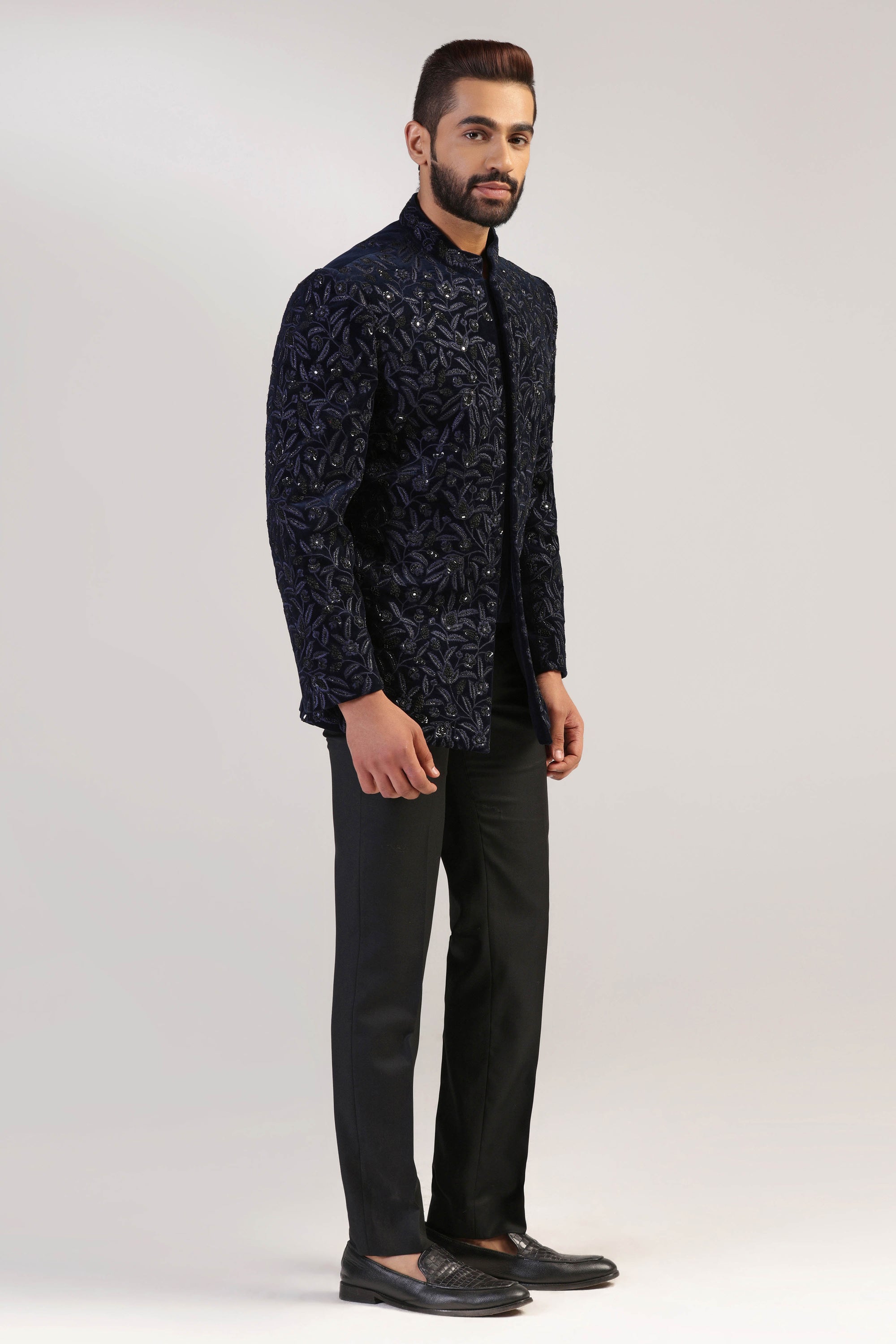 Our Navy Velvet Bandhgala is the perfect addition to any wardrobe. Shop Now!