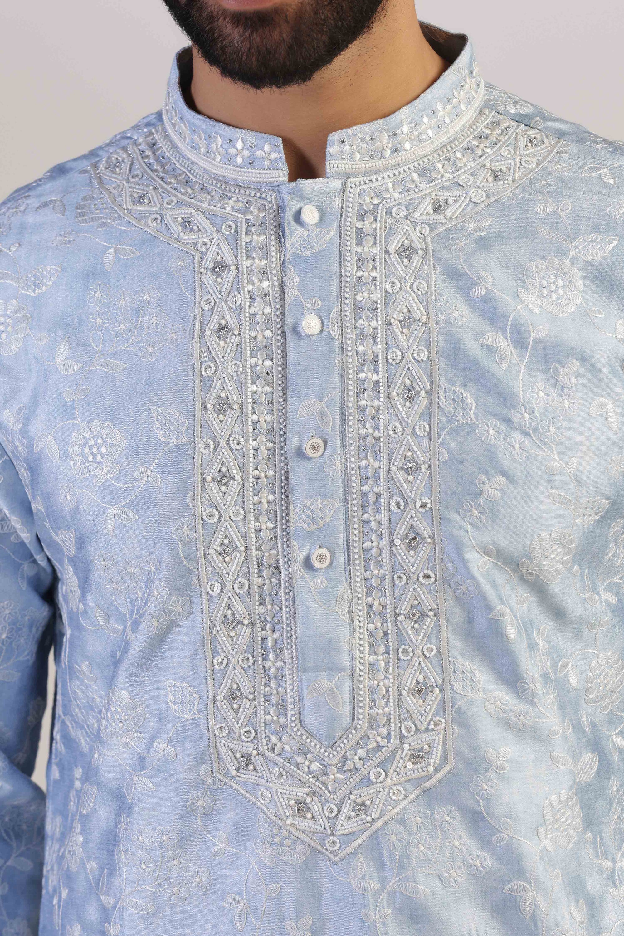Crafted from luxurious silk fabric, our Kurta Pajama is the epitome of sophistication. Shop Now!