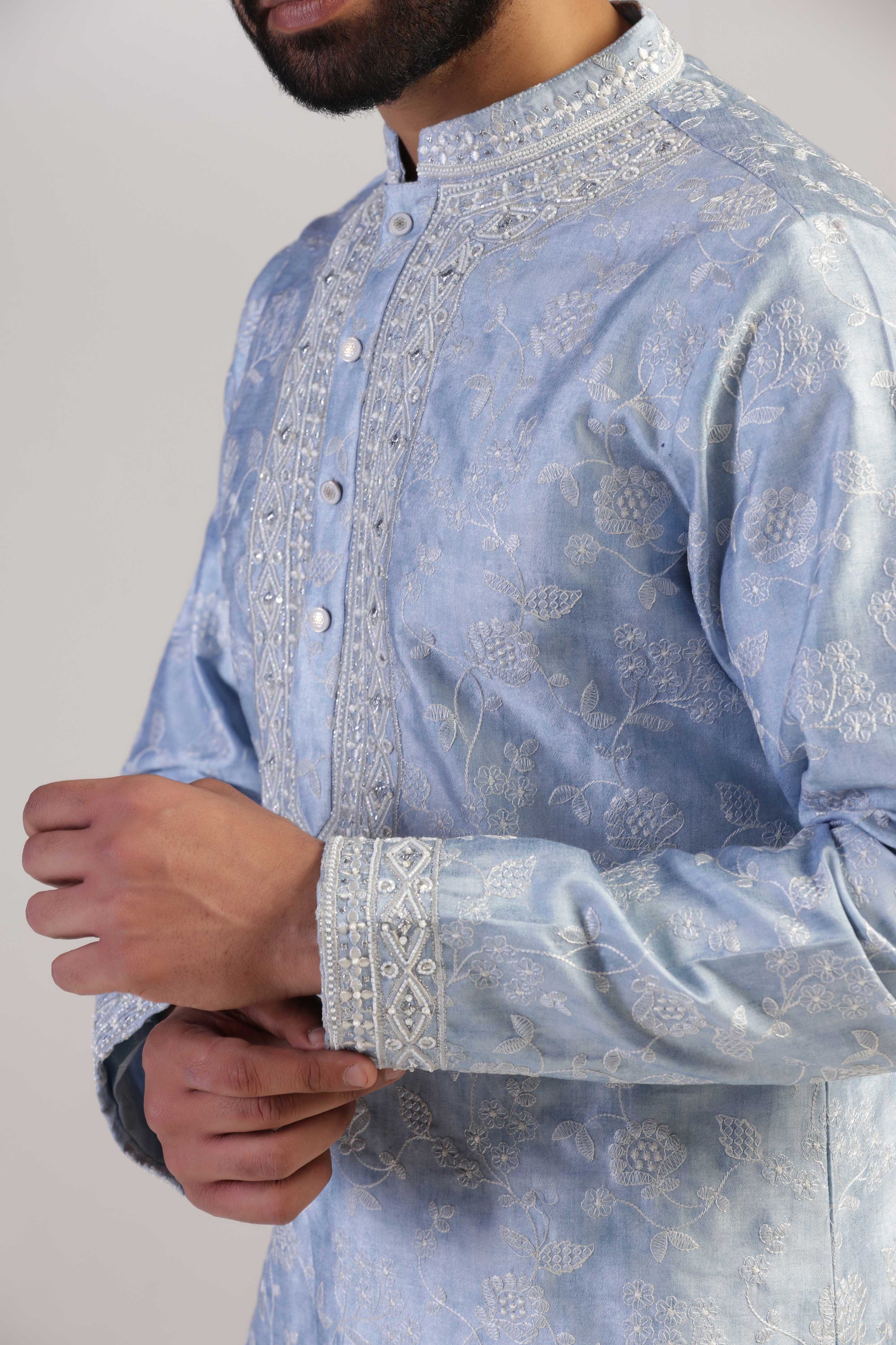 Crafted from luxurious silk fabric, our Kurta Pajama is the epitome of sophistication. Shop Now!