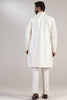 This Indowestern is from raw silk fabric, featuring tonal thread and bead embroidery. Shop Now!
