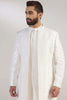 This Indowestern is from raw silk fabric, featuring tonal thread and bead embroidery. Shop Now!