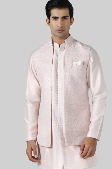 Brahaan Pastel Pink Jacket Set for Men