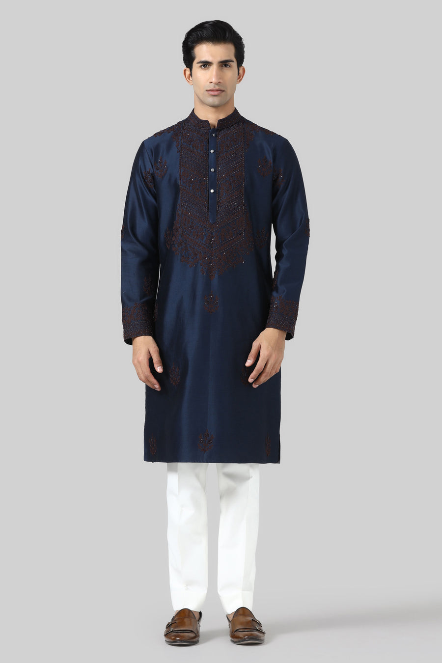 Navy Embroidered Kurta Set
