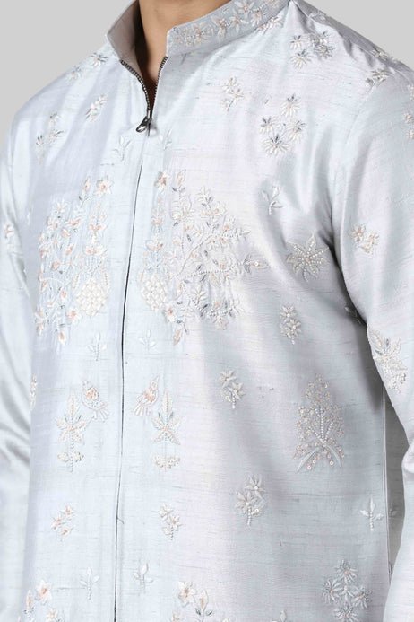 Brahaan White Mirror Kurta Set for Men