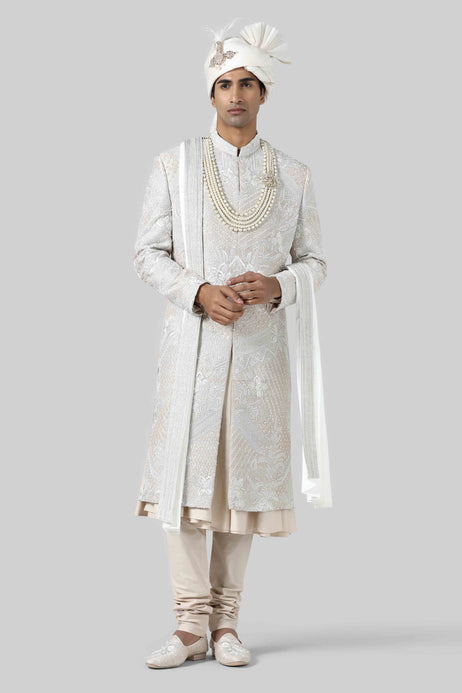 Brahaan Champagne Embroidered Sherwani for Men